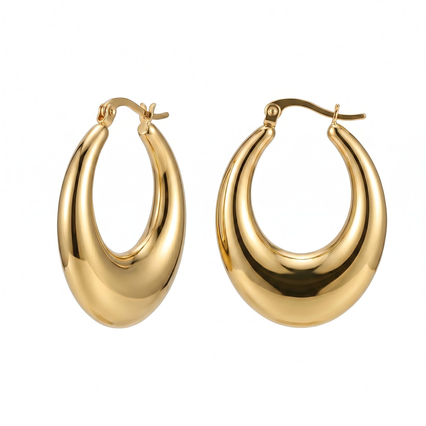 Wholesale Bulk Oval Hoop Earrings, Stainless Steel Hypoallergenic Chunky Statement Hoops