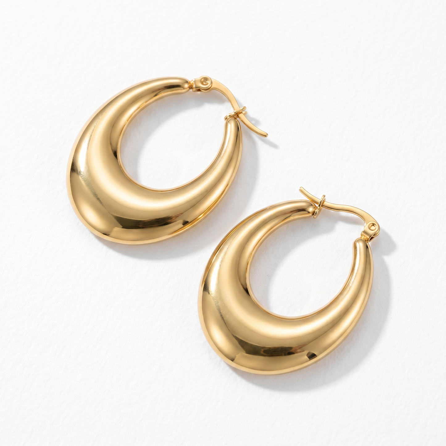 Wholesale Bulk Oval Hoop Earrings, Stainless Steel Hypoallergenic Chunky Statement Hoops
