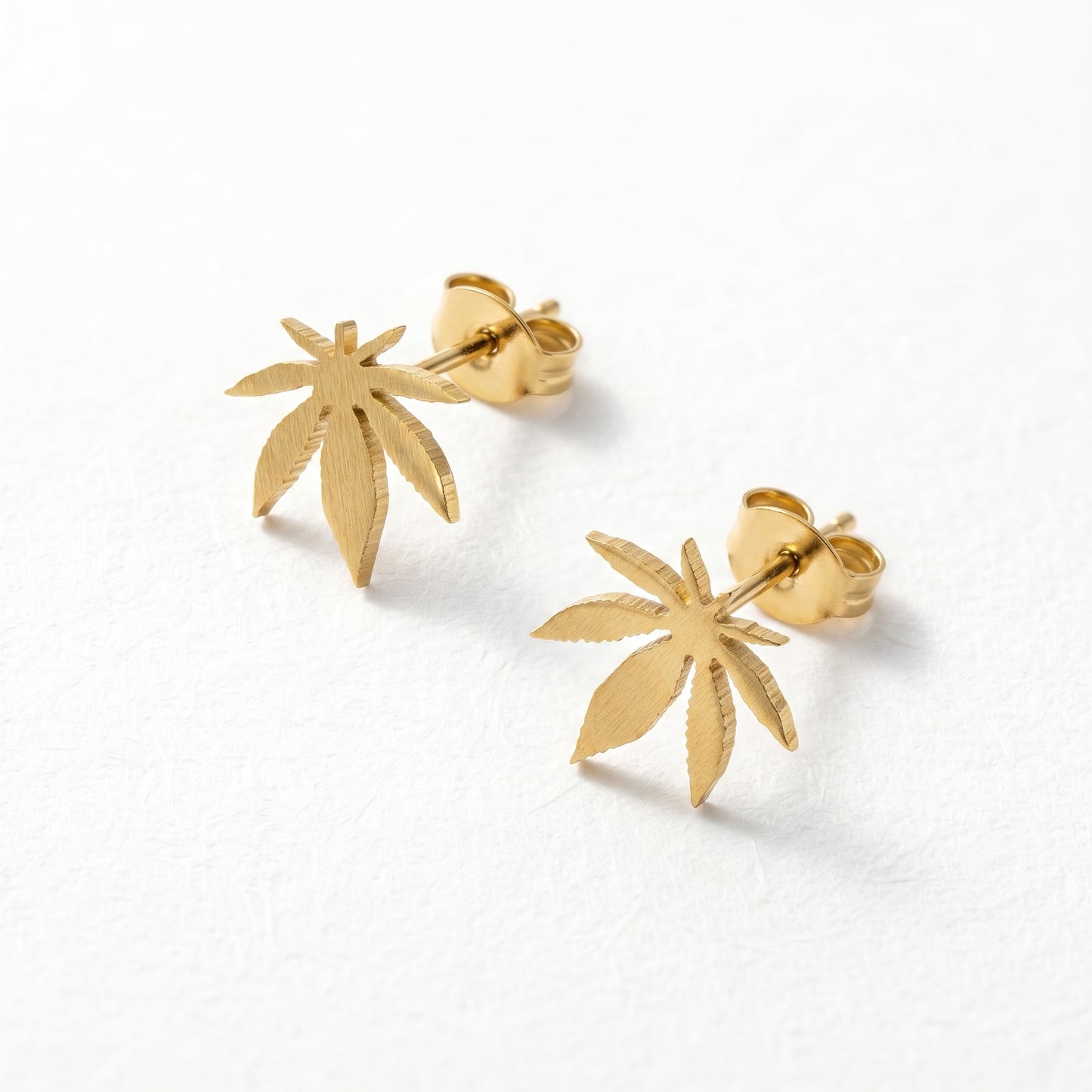 Dainty Maple Leaf Stud Earrings, High Polished Stainless Steel Small Leaf Jewelry for Everyday