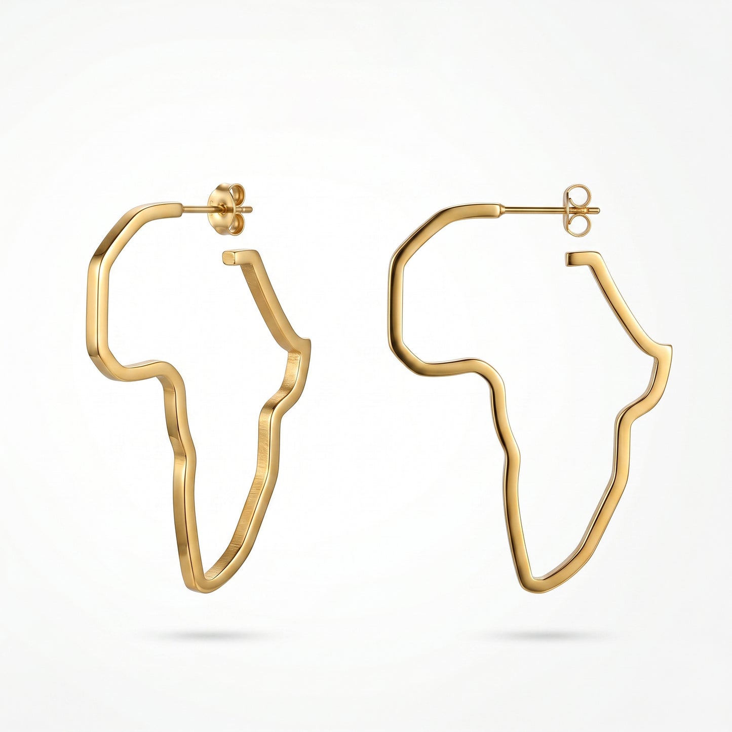 High Quality Africa Continent Outline Earrings, Stainless Steel 18K Gold Plated Fashion Hoops