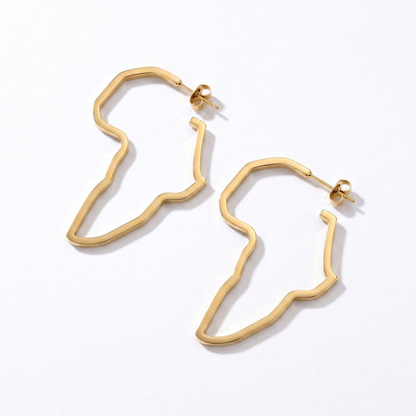High Quality Africa Continent Outline Earrings, Stainless Steel 18K Gold Plated Fashion Hoops