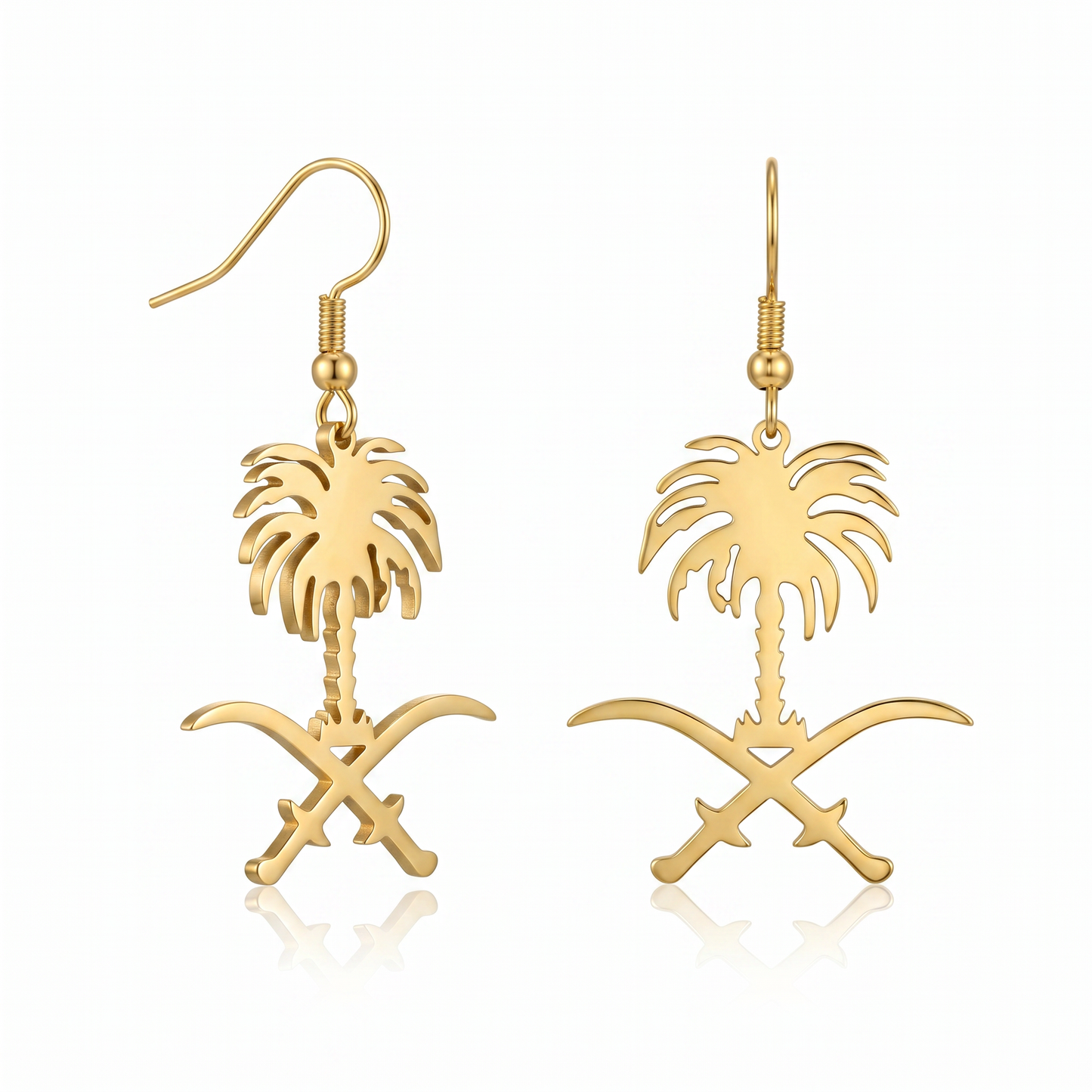 Wholesale Bulk Saudi Palm Sword Earrings, Stainless Steel Hypoallergenic Cultural Statement Hoops