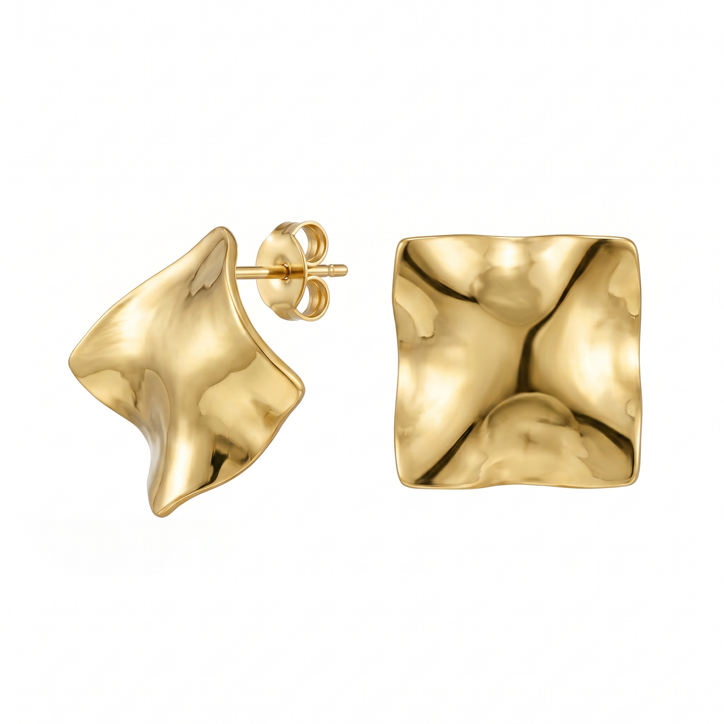 Wholesale Bulk Hammered Square Stud Earrings, Stainless Steel Hypoallergenic Vintage Statement Studs