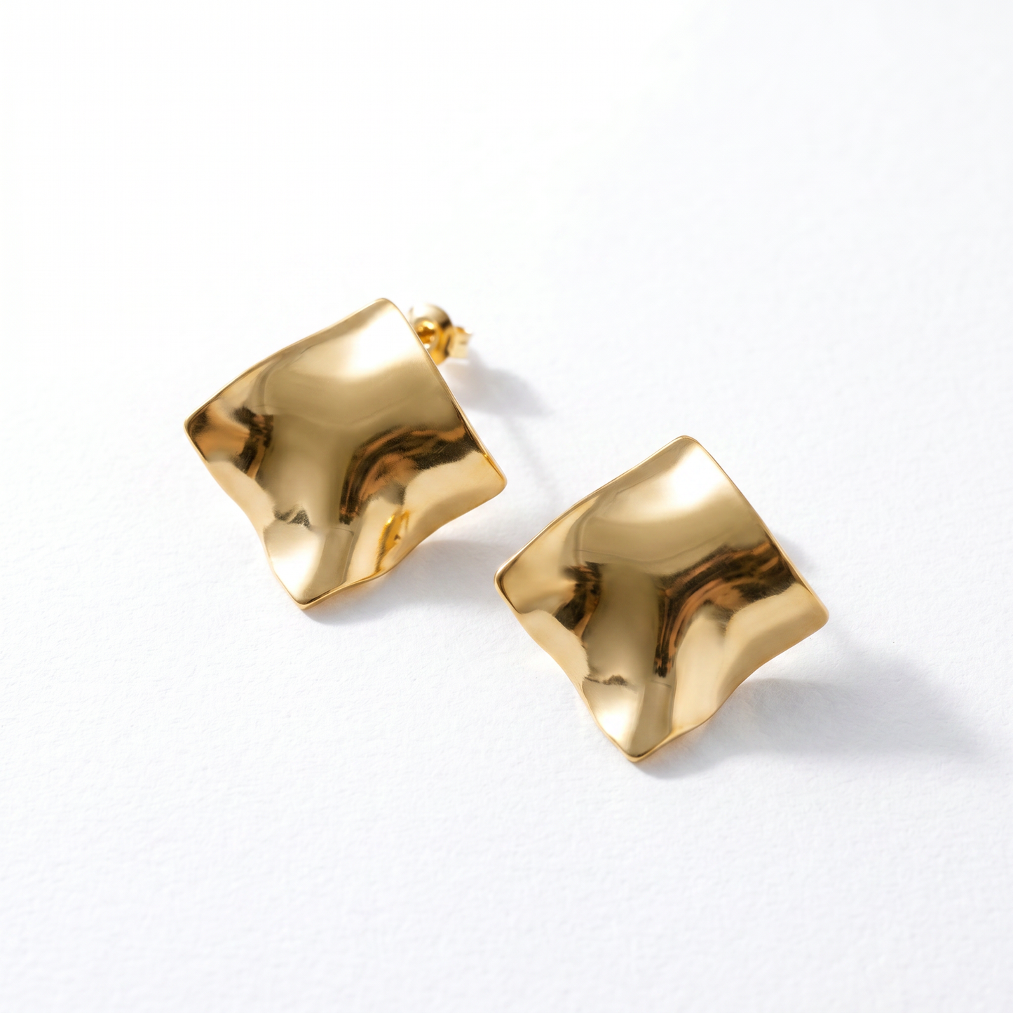 Wholesale Bulk Hammered Square Stud Earrings, Stainless Steel Hypoallergenic Vintage Statement Studs