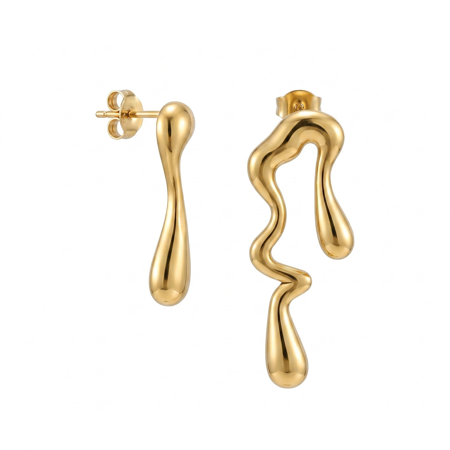 Nickel Free Abstract Melted Dangles, Stainless Steel Hypoallergenic No Fade Statement Earrings