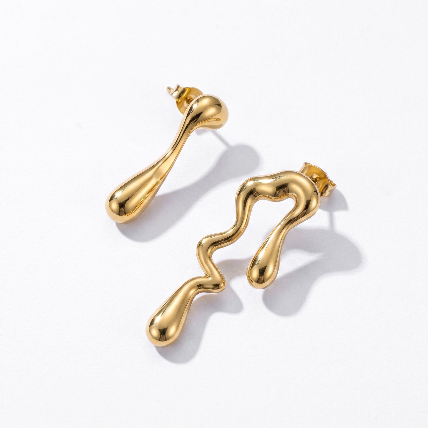 Nickel Free Abstract Melted Dangles, Stainless Steel Hypoallergenic No Fade Statement Earrings