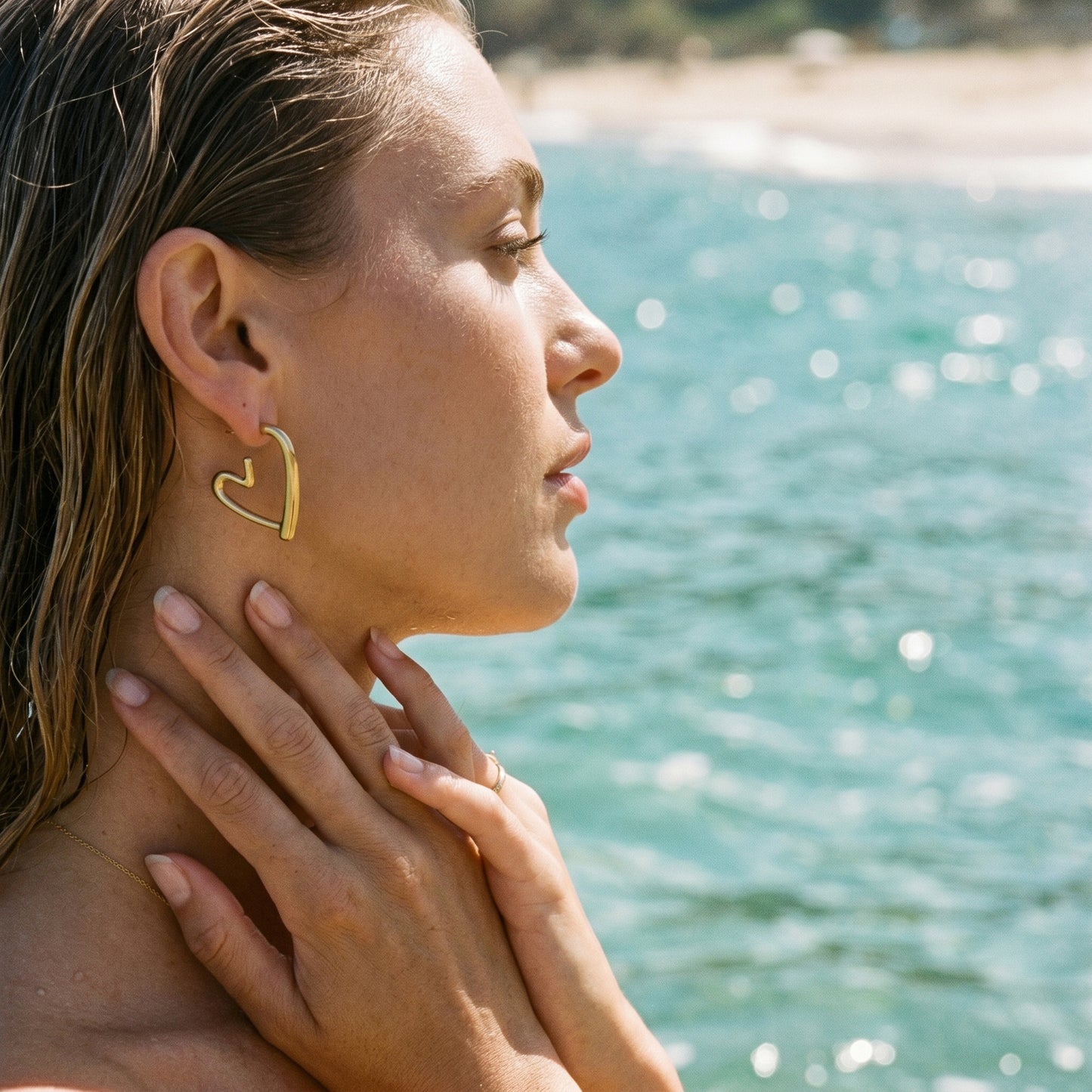 Minimalist Open Heart Hoop Earrings, Gold/Silver Plated Stainless Steel Sweet Love Studs, Hypoallergenic Everyday Jewelry