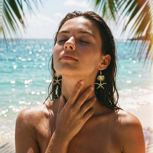 Wholesale Bulk Saudi Palm Sword Earrings, Stainless Steel Hypoallergenic Cultural Statement Hoops