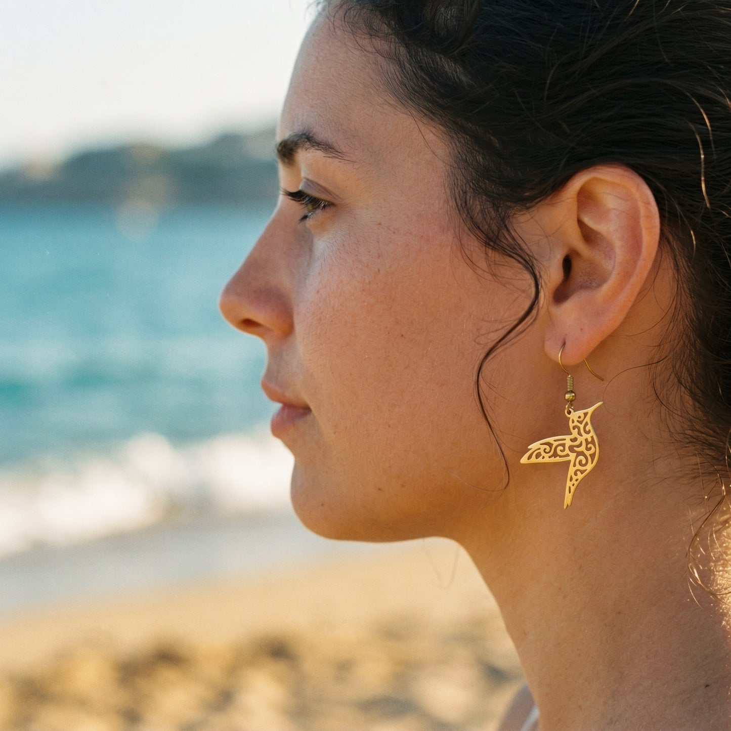 Stainless Steel Hollow Hummingbird Earrings, Hypoallergenic No Fade Bird Drop Earrings for Women
