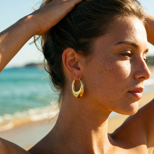 Wholesale Bulk Oval Hoop Earrings, Stainless Steel Hypoallergenic Chunky Statement Hoops