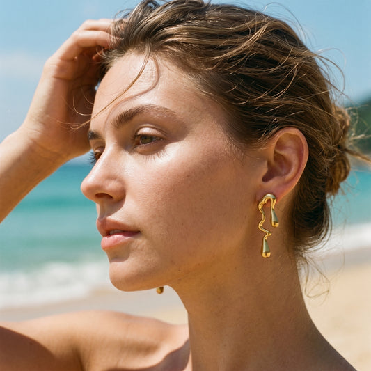Nickel Free Abstract Melted Dangles, Stainless Steel Hypoallergenic No Fade Statement Earrings