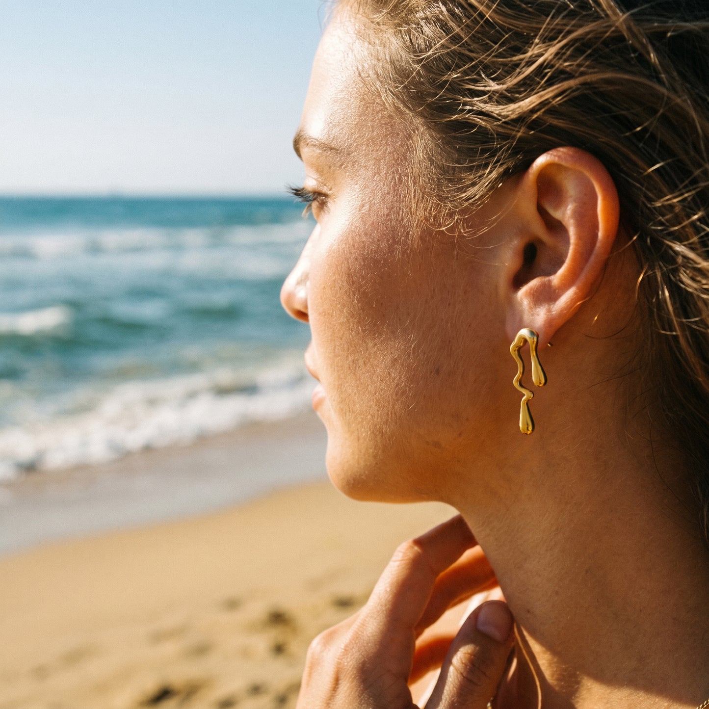 Nickel Free Abstract Melted Dangles, Stainless Steel Hypoallergenic No Fade Statement Earrings