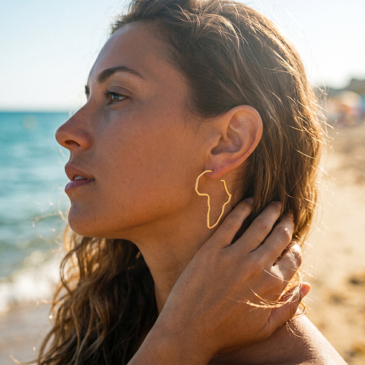 High Quality Africa Continent Outline Earrings, Stainless Steel 18K Gold Plated Fashion Hoops