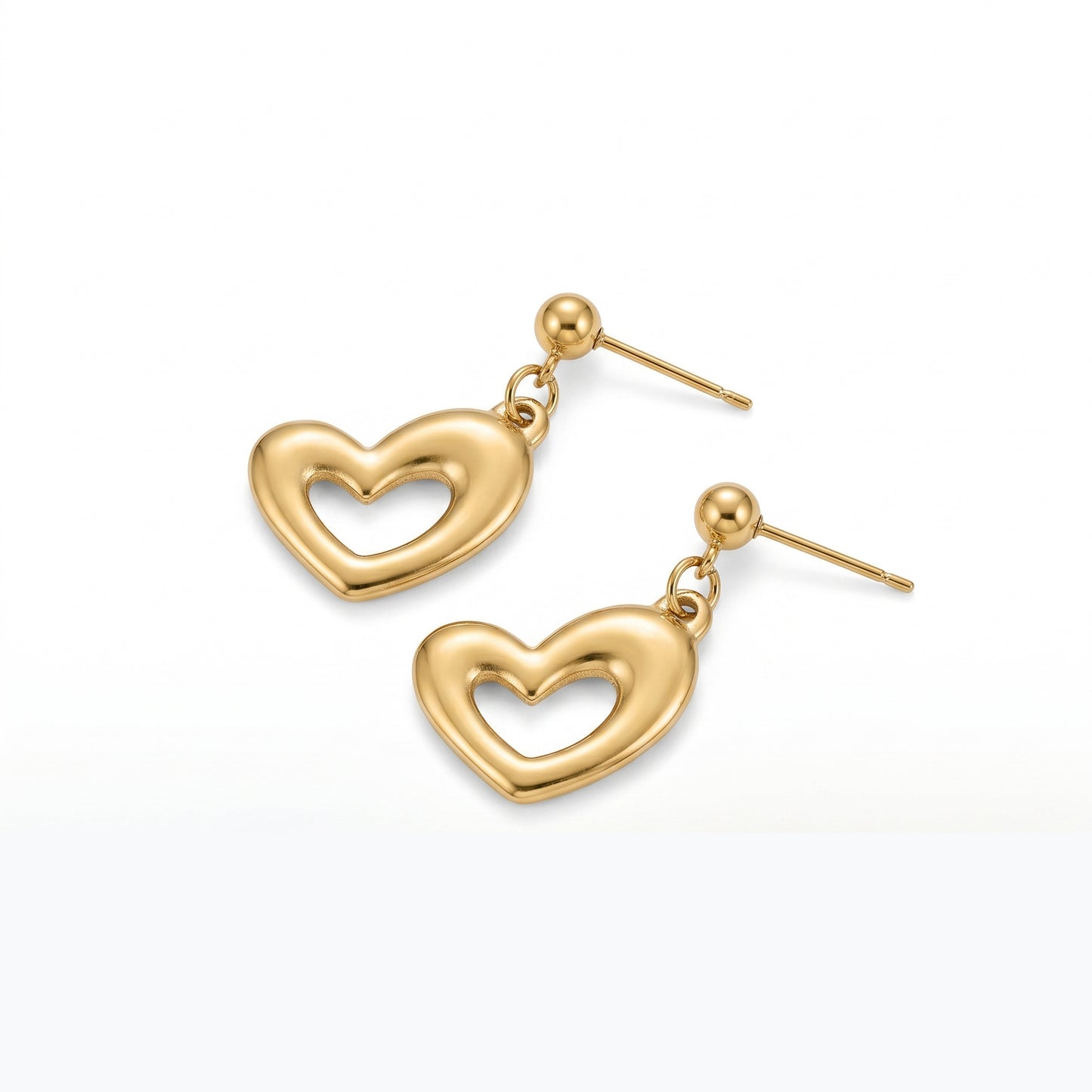 Sculpted Heart Necklace & Earrings Set – Modern Gold Jewelry for Effortless Romance