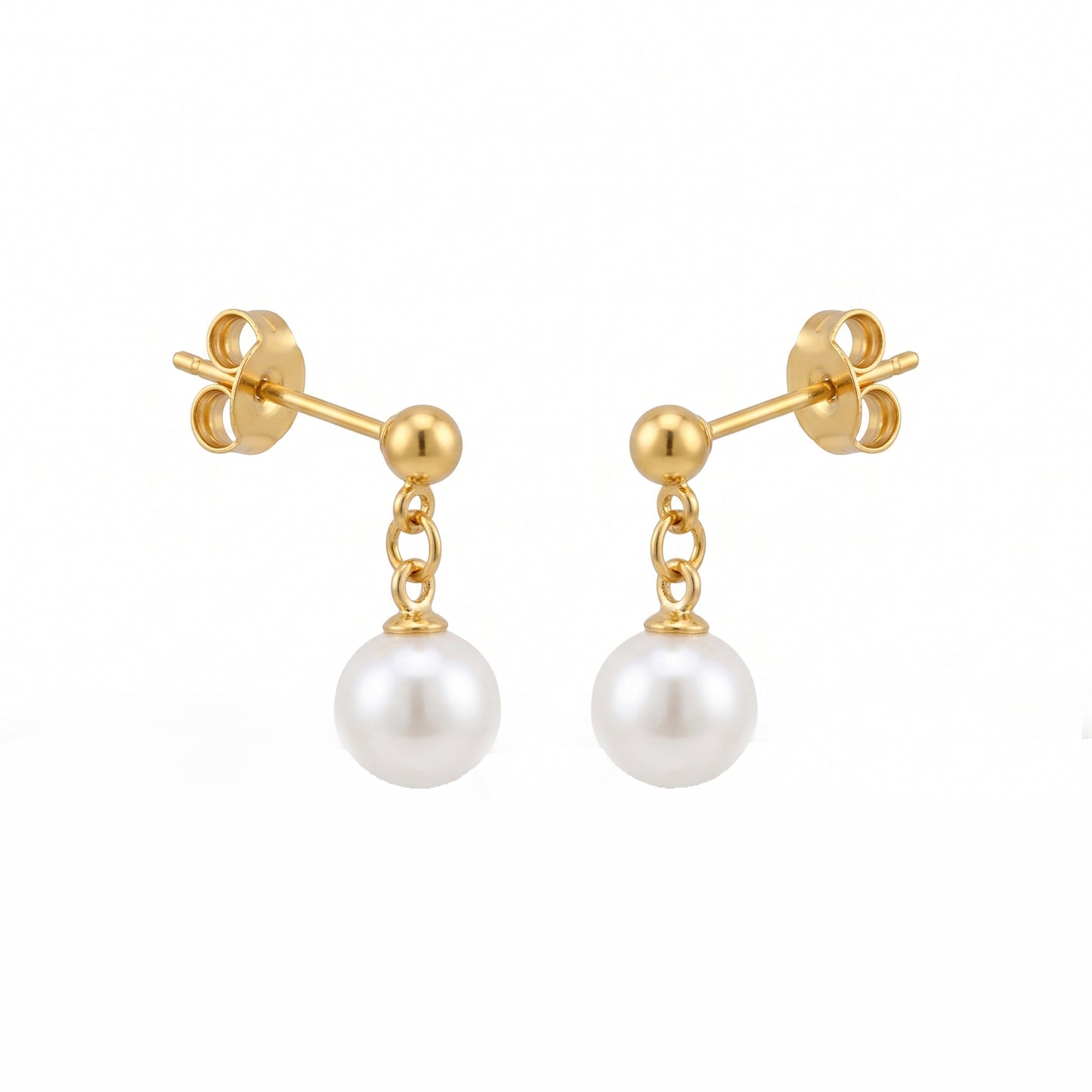 Golden Pearl Drop Jewelry Set – Elegant Minimalist Necklace & Earrings for Timeless Coastal Style