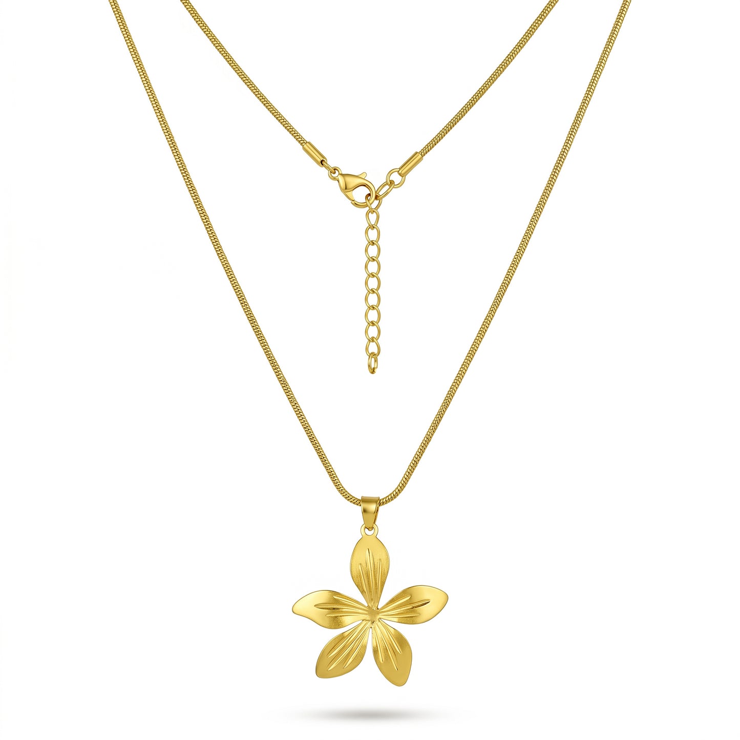 Tropical Bloom Jewelry Set – Gold Flower Necklace Earrings & Ring for Sun-Kissed Elegance