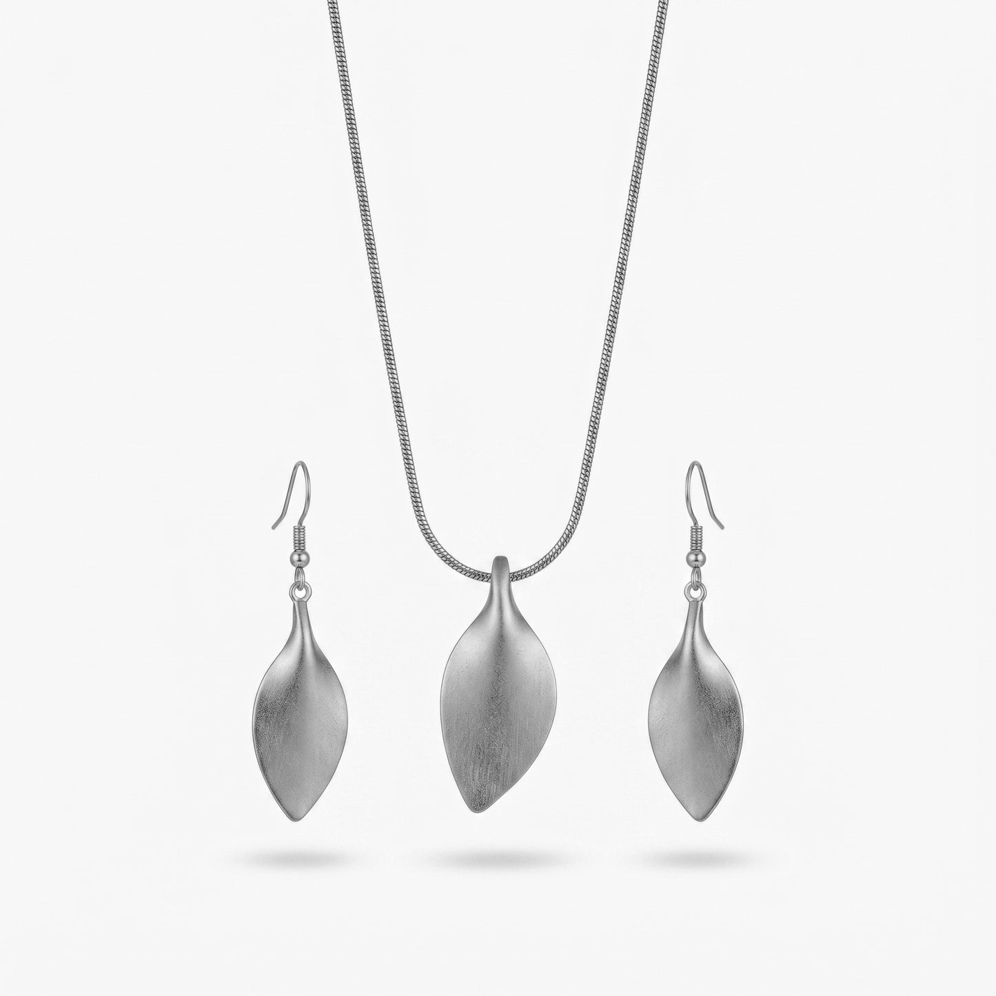 Golden Leaf Jewelry Set – Elegant Minimalist Necklace & Drop Earrings for Effortless Luxury