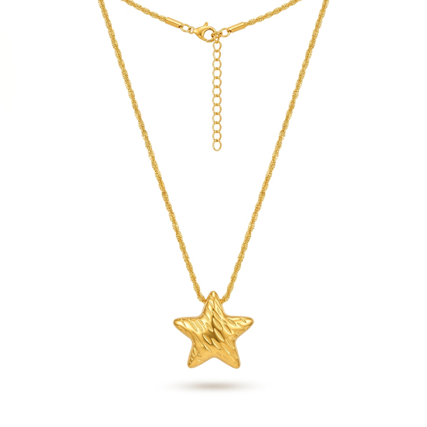 Golden Star Jewelry Set – Minimalist Necklace Bracelet & Stud Earrings for Coastal Chic Styling