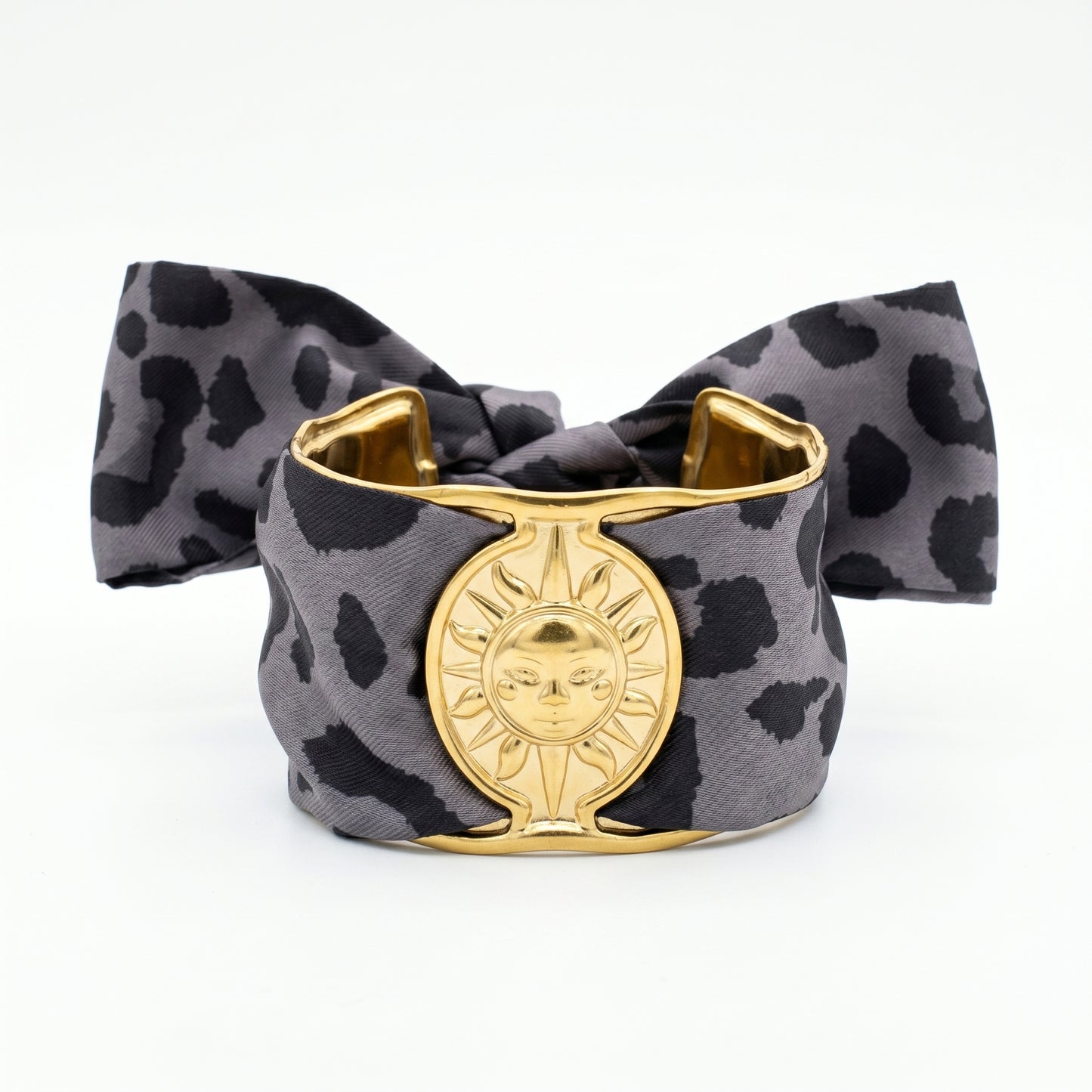 Adjustable Leopard Print Scarf Cuff Bracelet | Hypoallergenic Stainless Steel