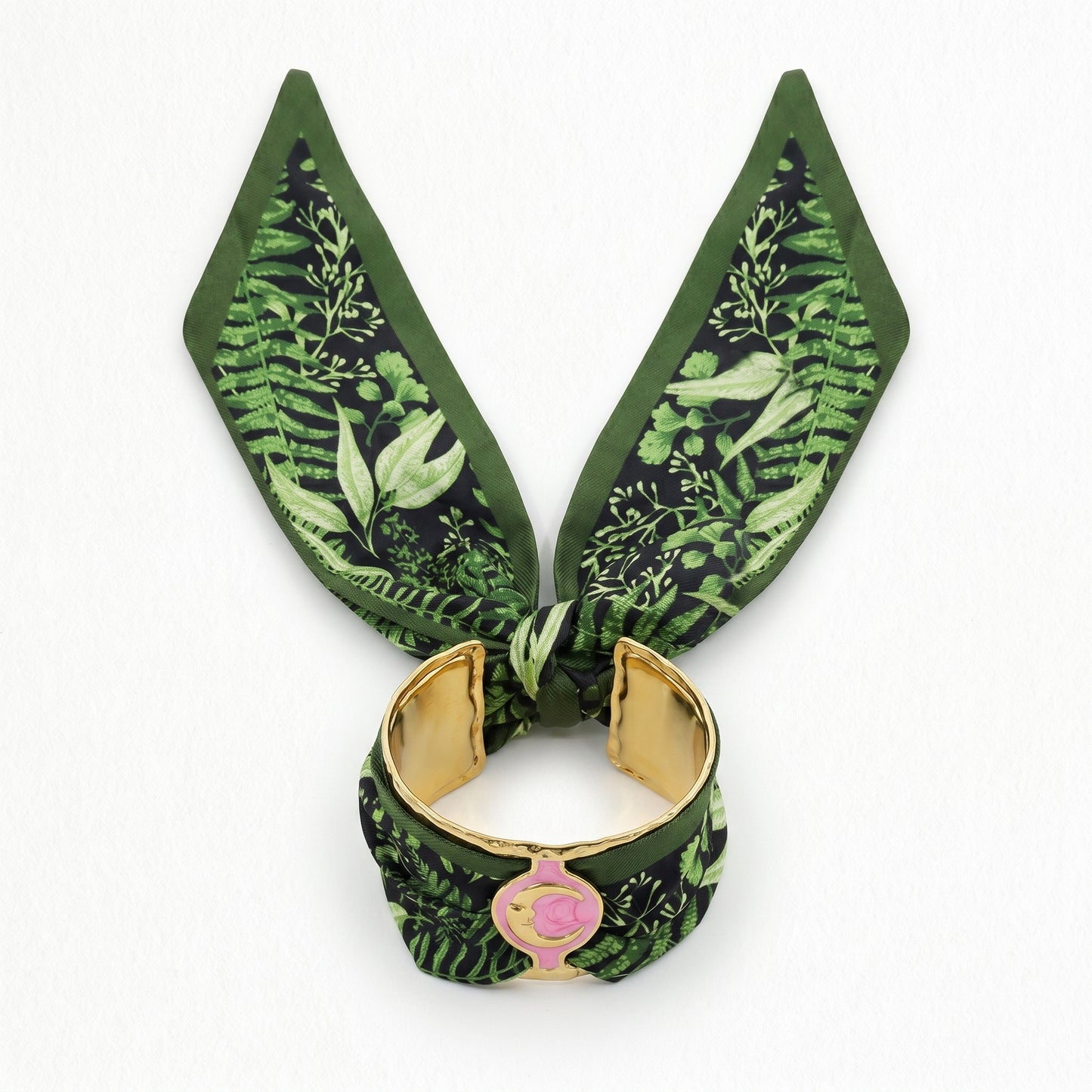 Nature Luxe Botanical Silk Wrap Bracelet with Pink Enamel Accent