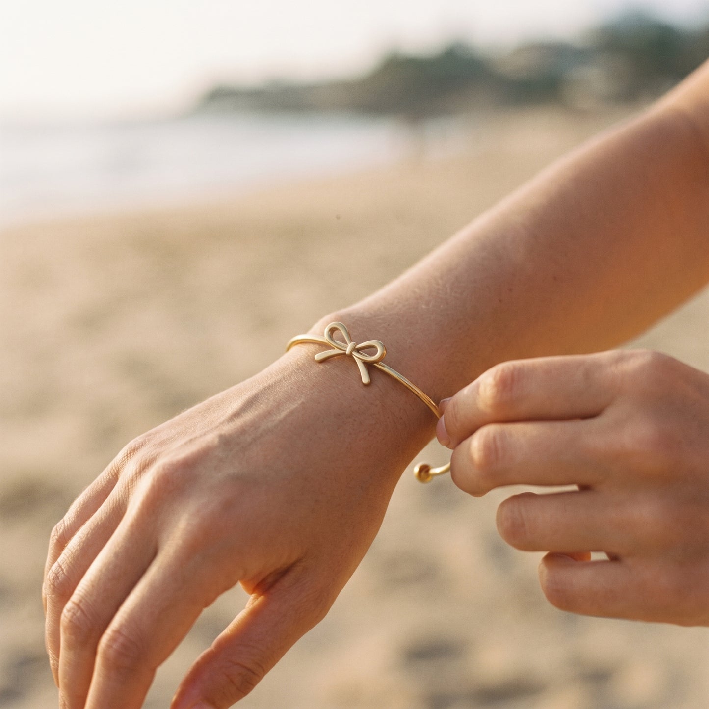 Adjustable Bow Cuff Bangle, Stainless Steel Open Bangle with Bow Charm