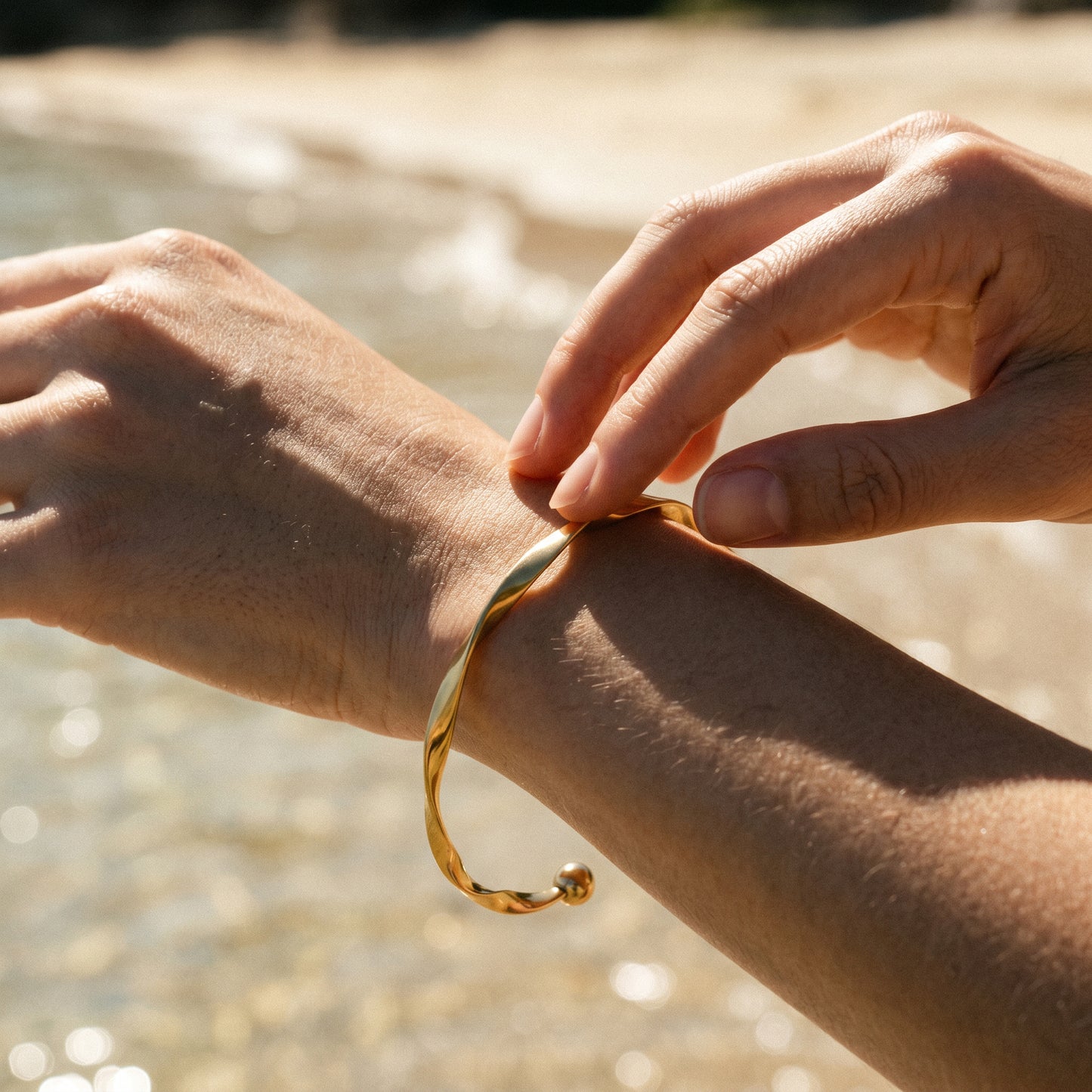 Gold Plated Mobius Twist Open Cuff Bracelet for Women, Tarnish Resistant
