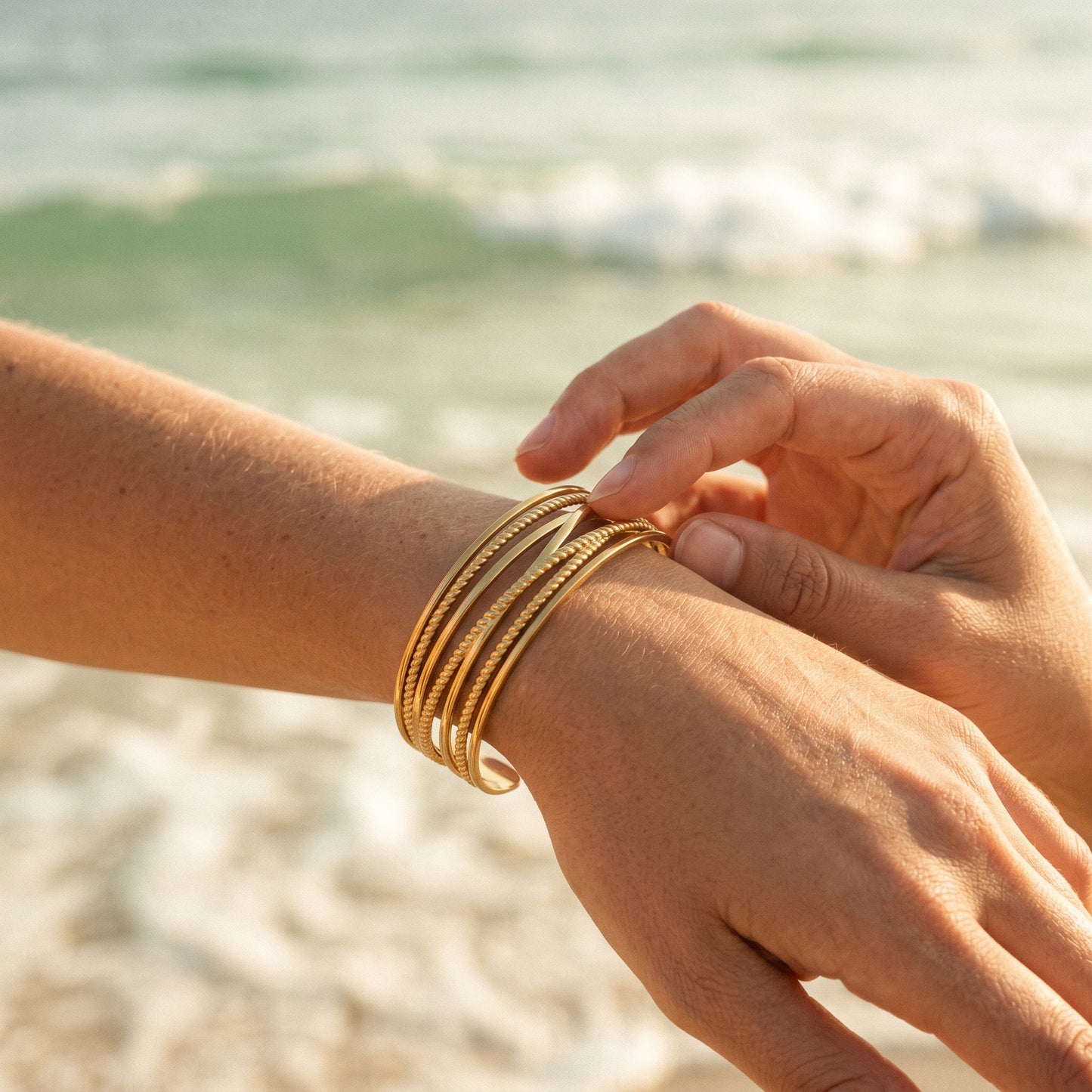 Stacked Layered Cuff Bracelet, Minimalist Statement Jewelry for Daily Wear