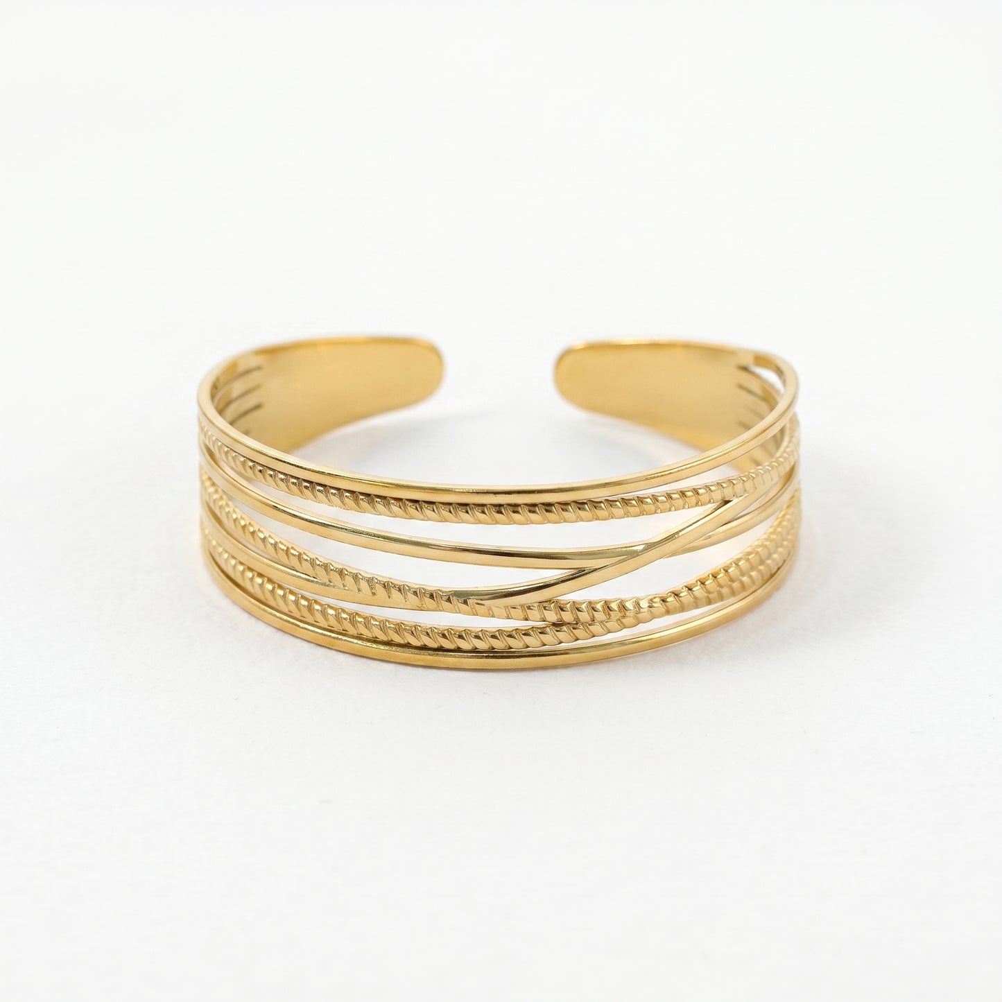 Stacked Layered Cuff Bracelet, Minimalist Statement Jewelry for Daily Wear