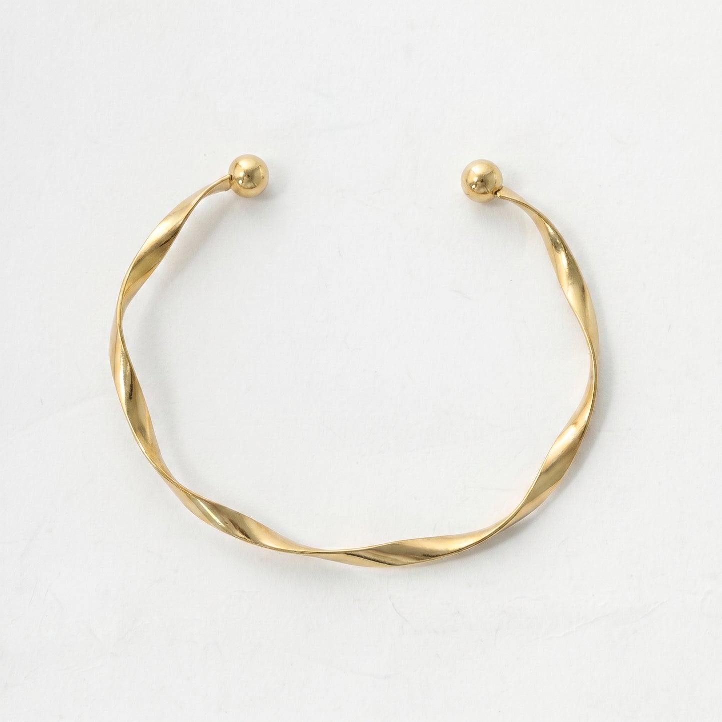 Gold Plated Mobius Twist Open Cuff Bracelet for Women, Tarnish Resistant