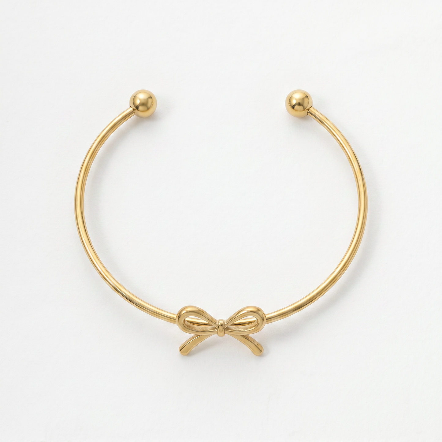 Adjustable Bow Cuff Bangle, Stainless Steel Open Bangle with Bow Charm