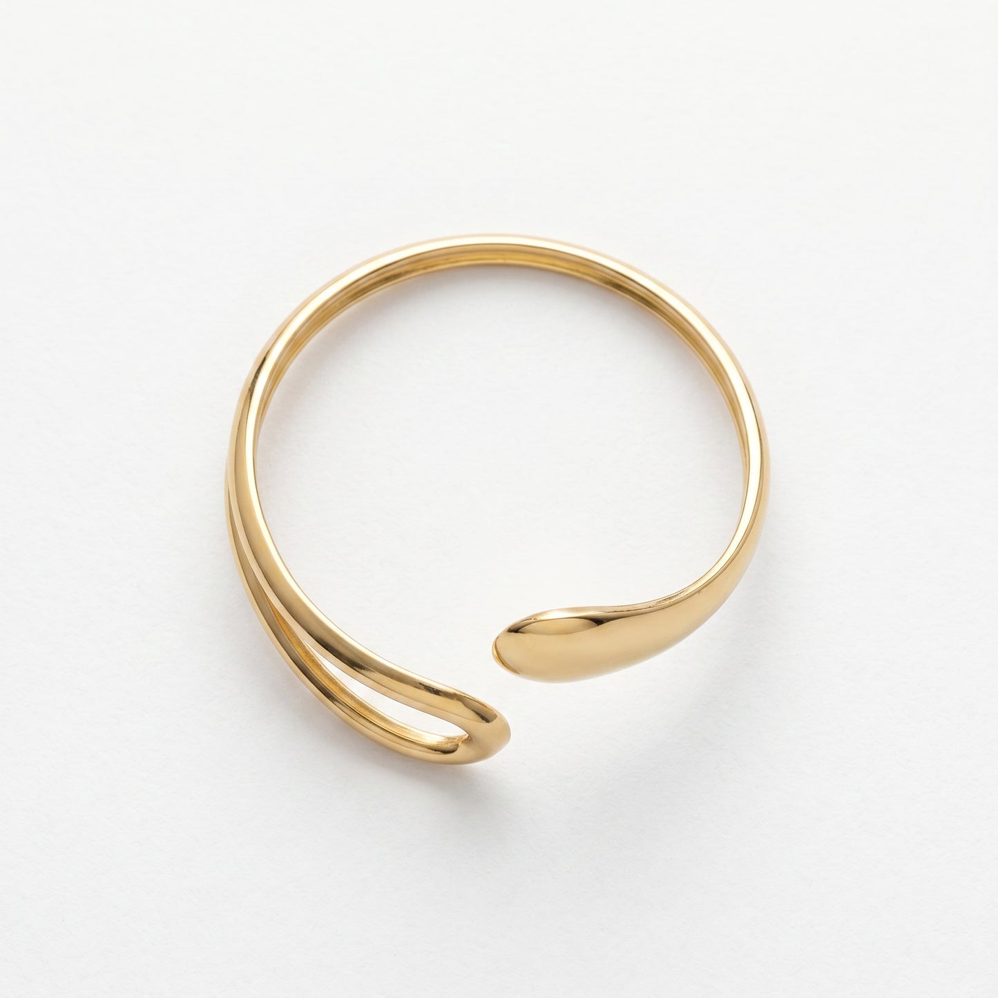 Sleek Asymmetric Open Bangle Bracelet, Everyday Wear Statement Jewelry
