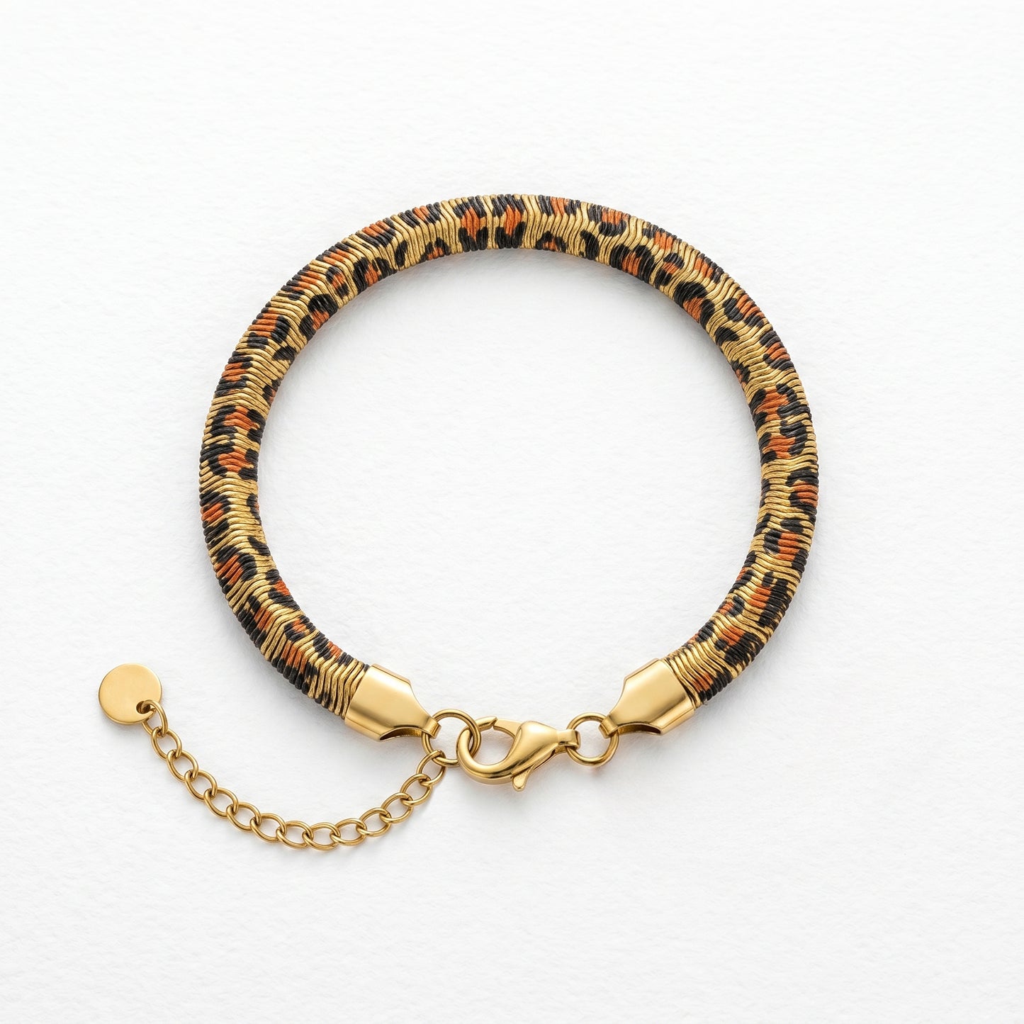 Trendy Leopard Print Stainless Steel Bracelet Gold Tone Snake Chain Waterproof Fashion Jewelry for Women