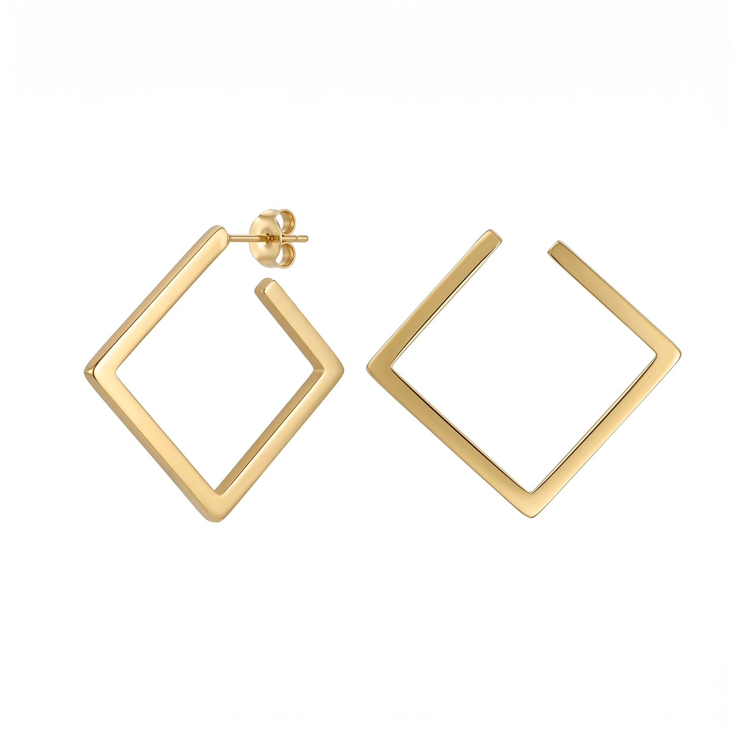 Sculptural Square Stud Earrings – Contemporary Gold Geometric Earrings for Everyday Chic