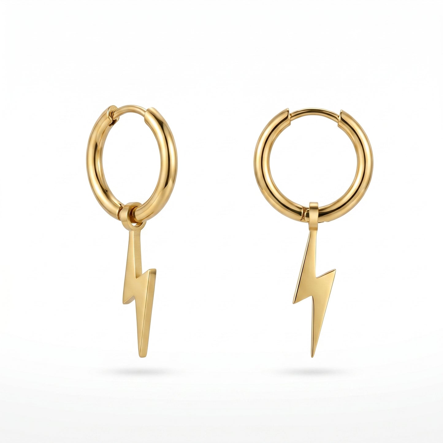 Lightning Bolt Hoop Earrings – Minimal Gold Stainless Steel Hoops with Edgy Energy