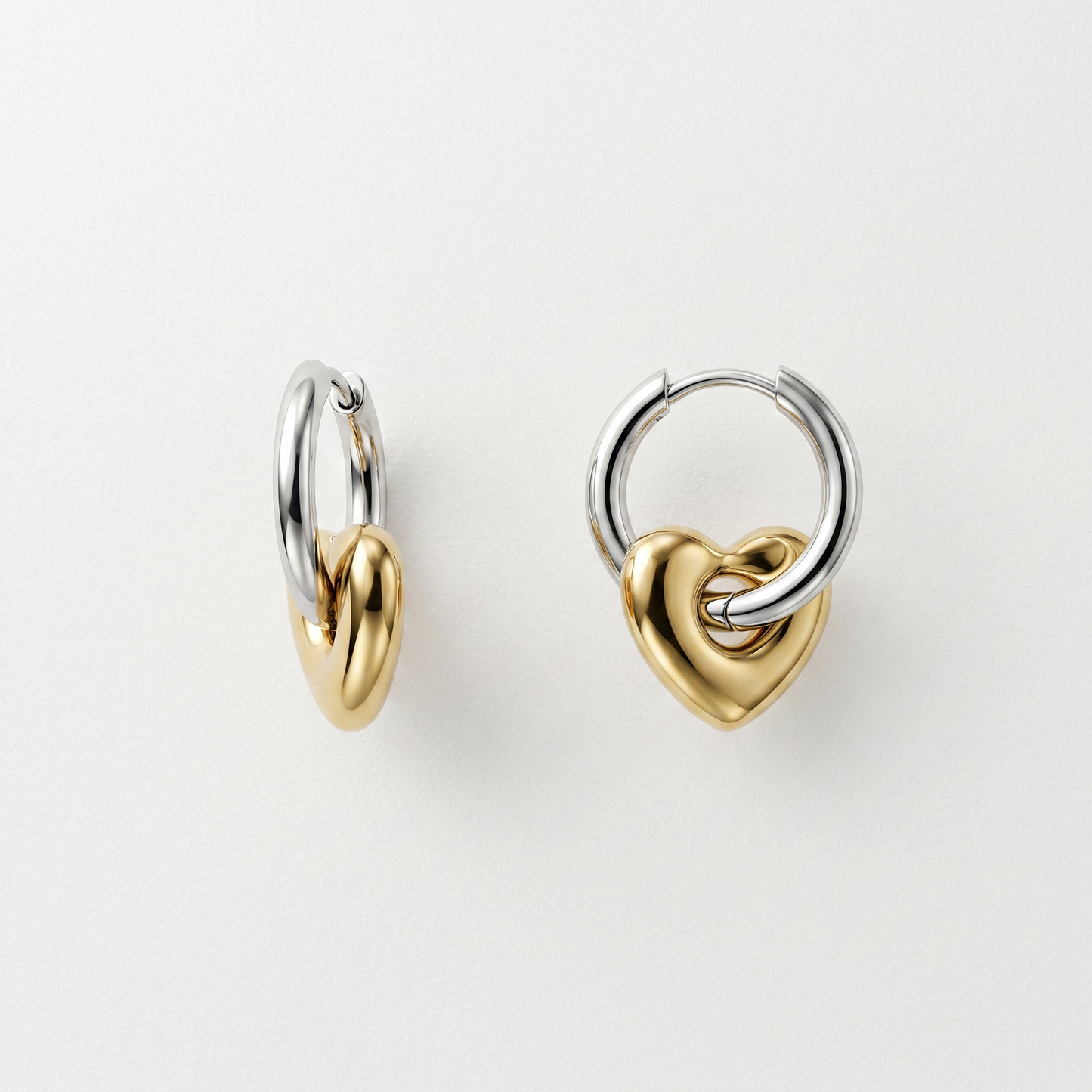 Chunky Heart Hoop Earrings – Contemporary Gold and Silver Earrings for Everyday Statement Styling