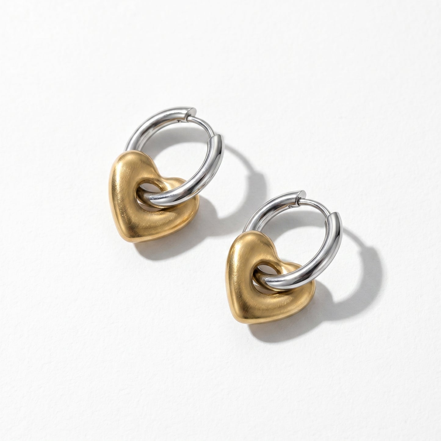 Chunky Heart Hoop Earrings – Contemporary Gold and Silver Earrings for Everyday Statement Styling