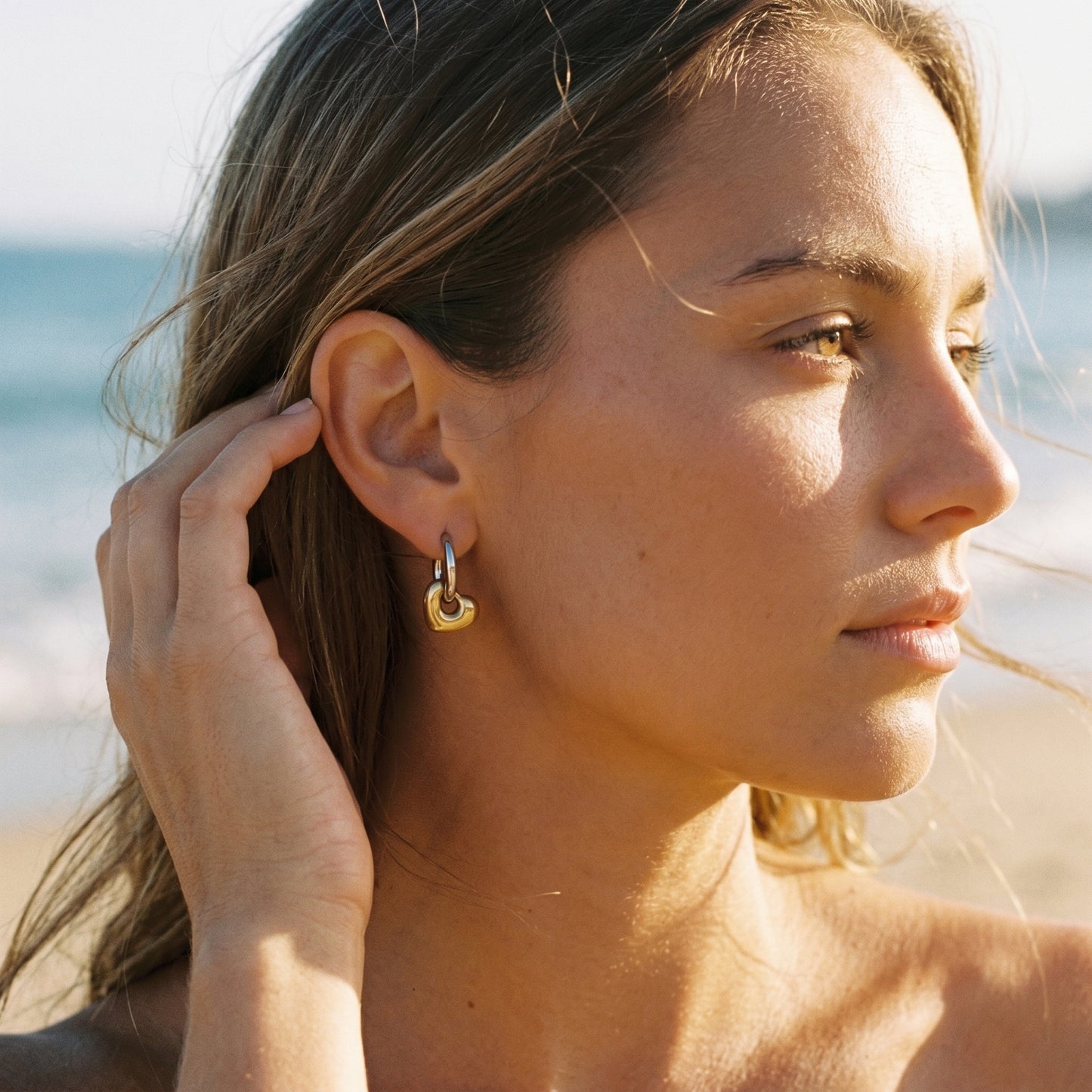 Chunky Heart Hoop Earrings – Contemporary Gold and Silver Earrings for Everyday Statement Styling
