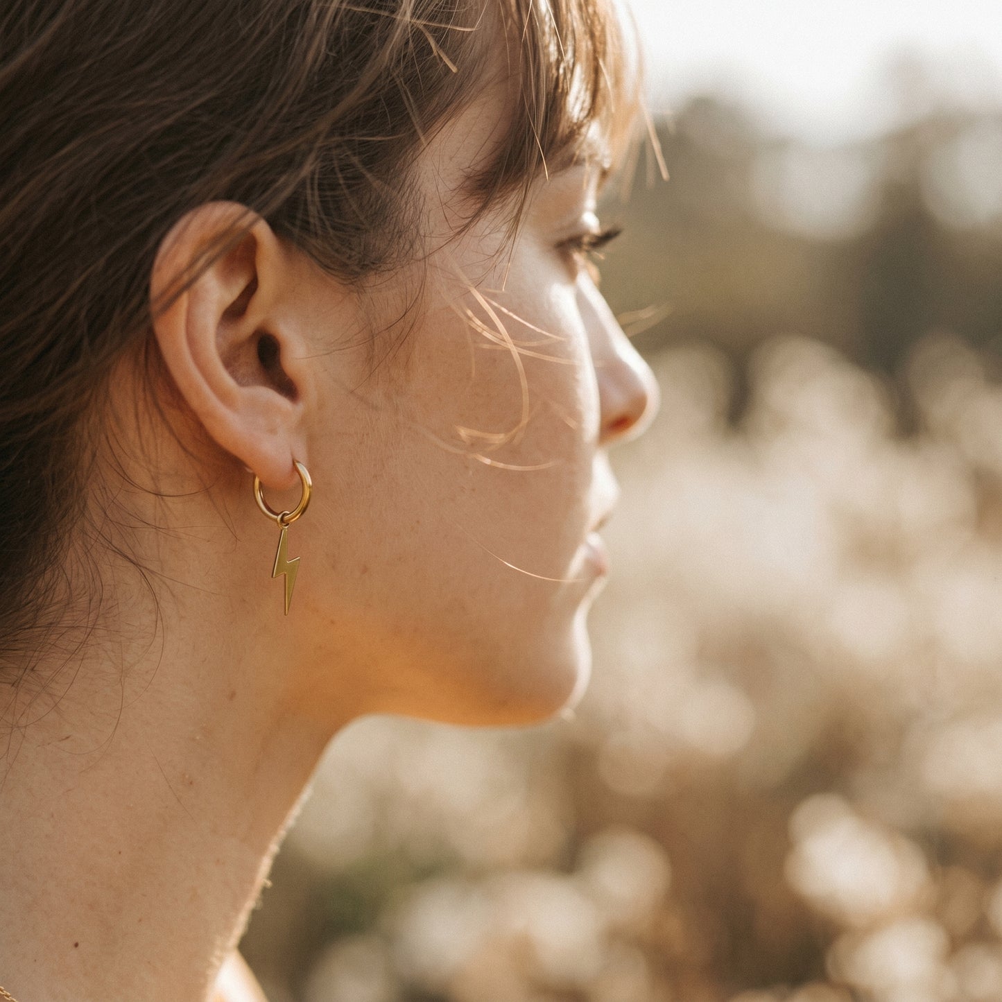 Lightning Bolt Hoop Earrings – Minimal Gold Stainless Steel Hoops with Edgy Energy