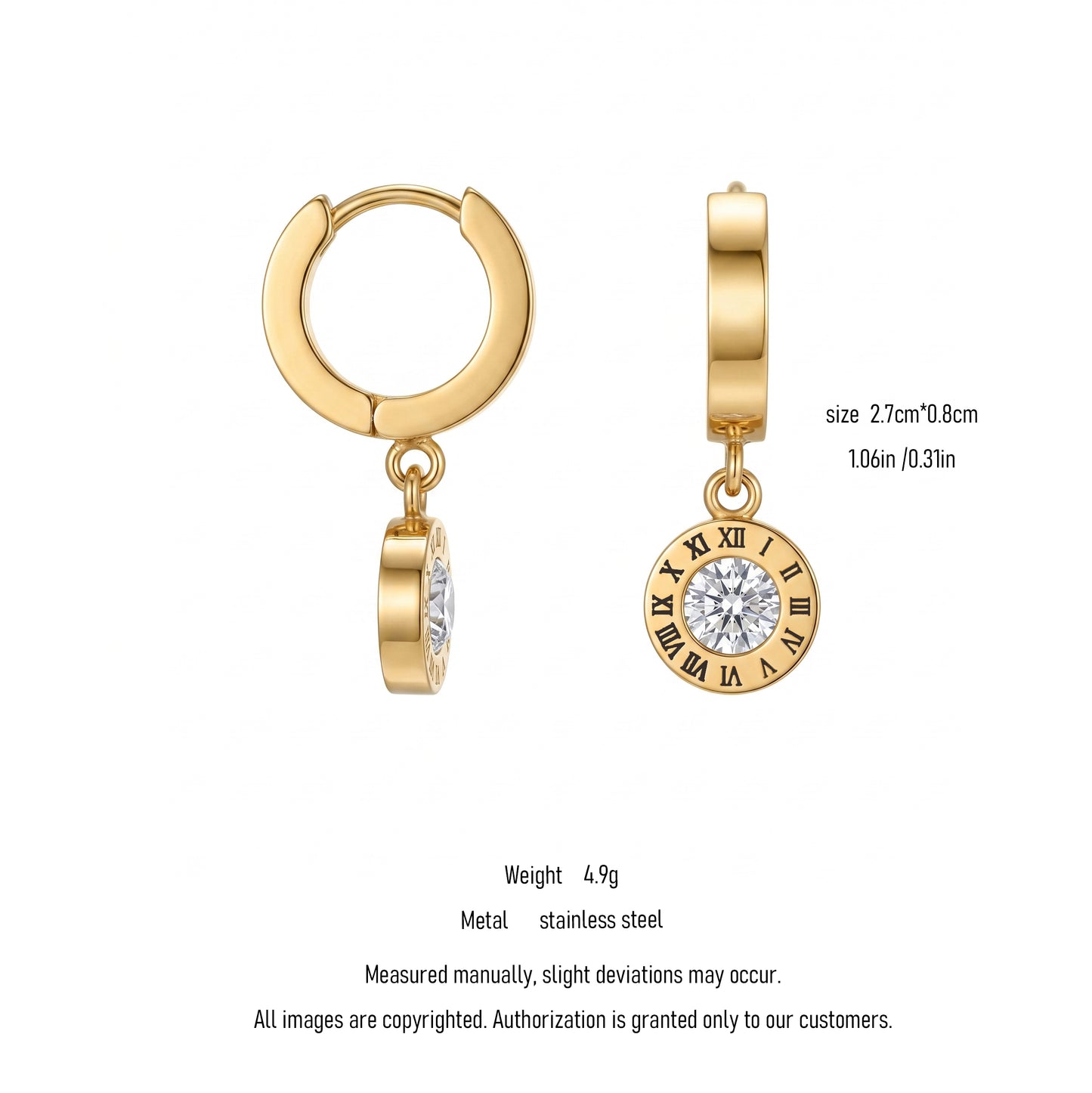 Sophisticated Roman Numerals CZ Drop Hoops | Perfect Timeless Gift for Her Birthday & Anniversary
