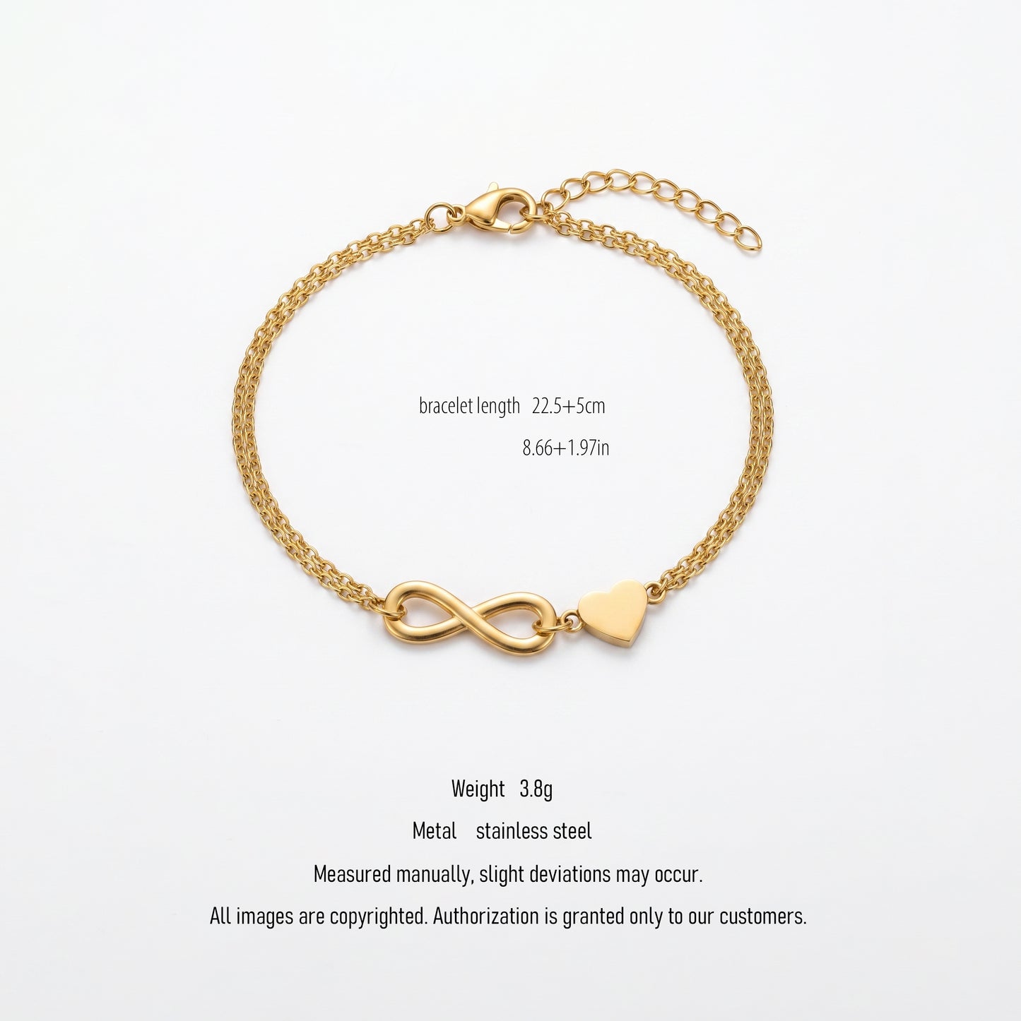 Beach-Ready Gold Infinity Heart Bracelet | Water & Sweat Resistant