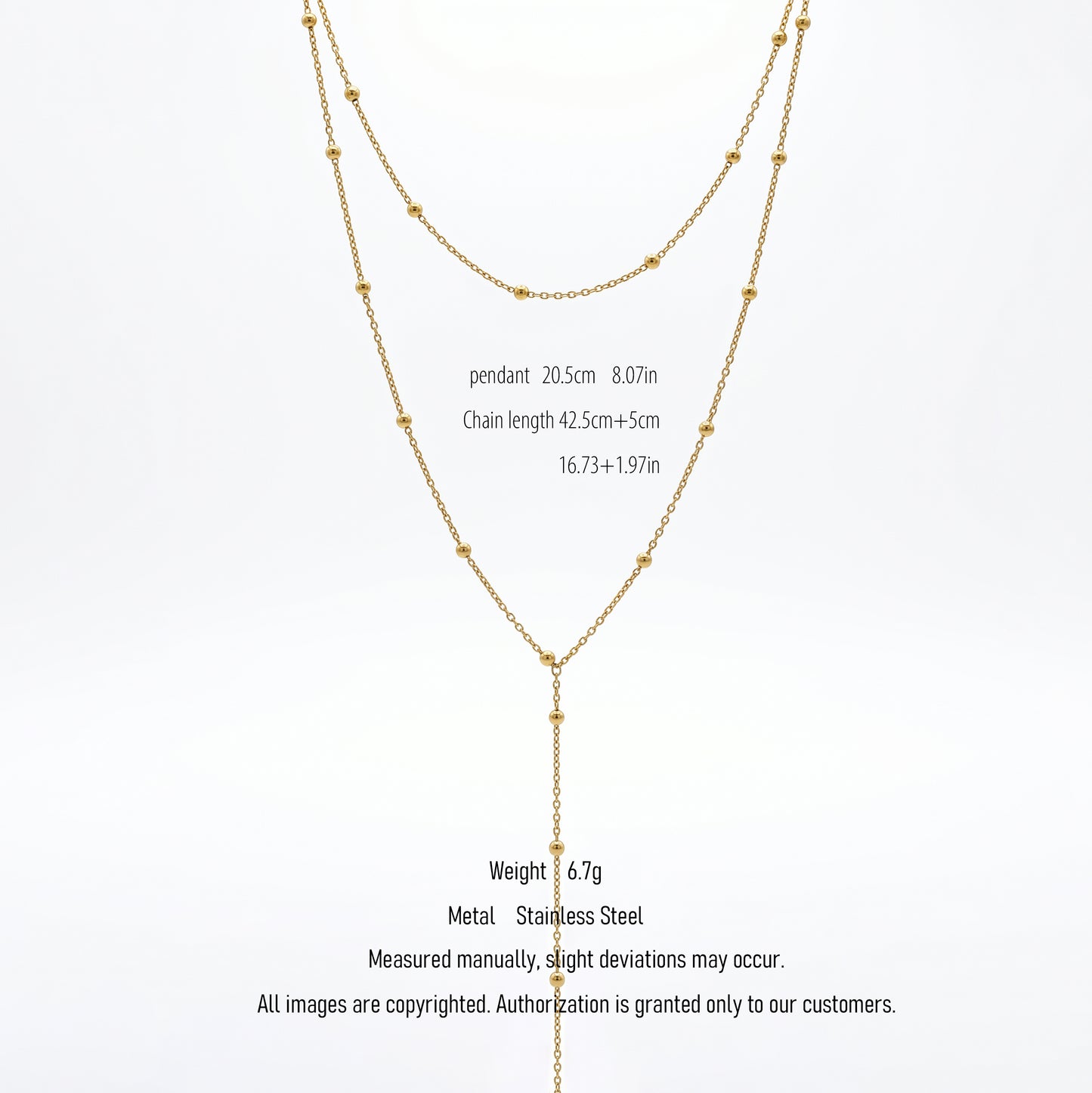 Adjustable Gold Layered Beaded Chain Necklace - 2Pcs Stackable Lariat Choker Set for Daily Wear & Gifting