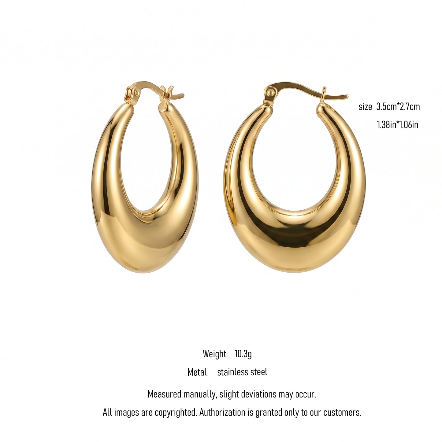 Wholesale Bulk Oval Hoop Earrings, Stainless Steel Hypoallergenic Chunky Statement Hoops