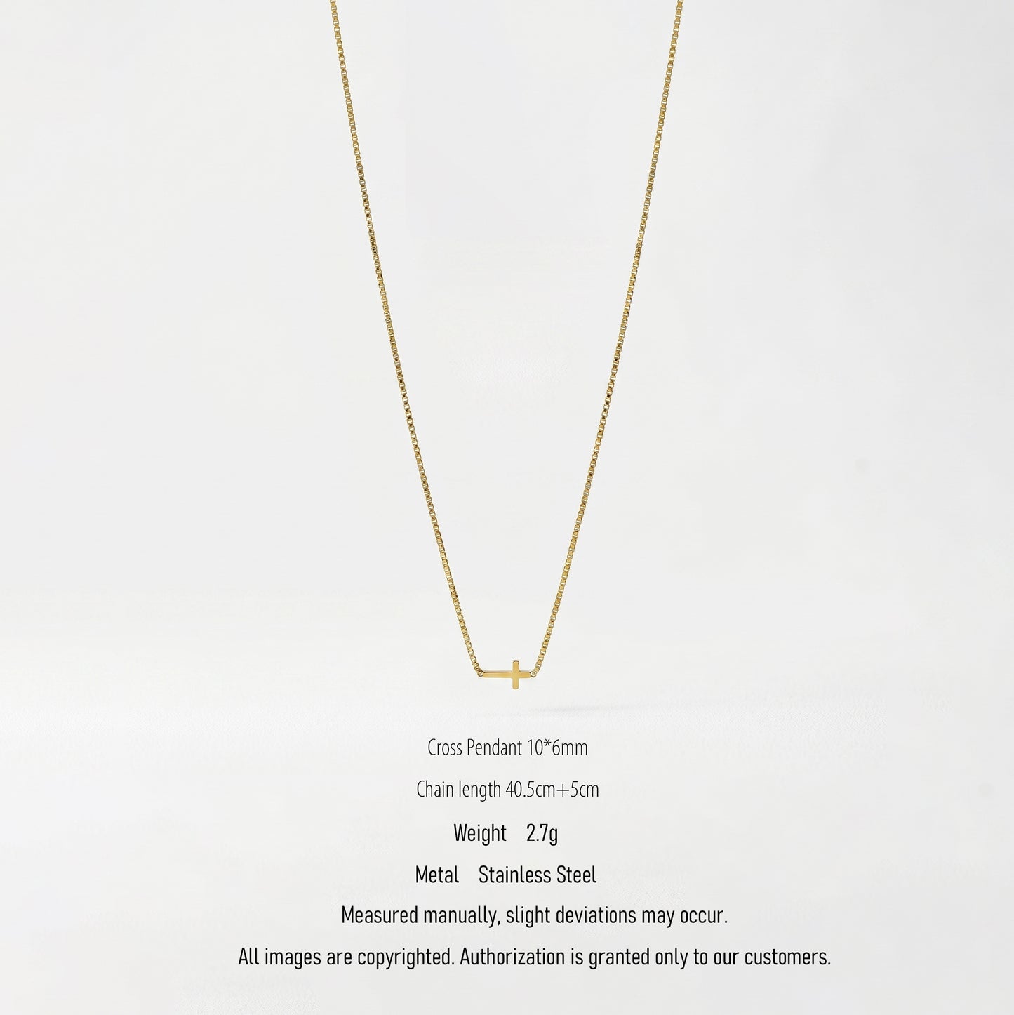 Minimalist Horizontal Cross Choker Necklace - Waterproof 18K Gold Plated