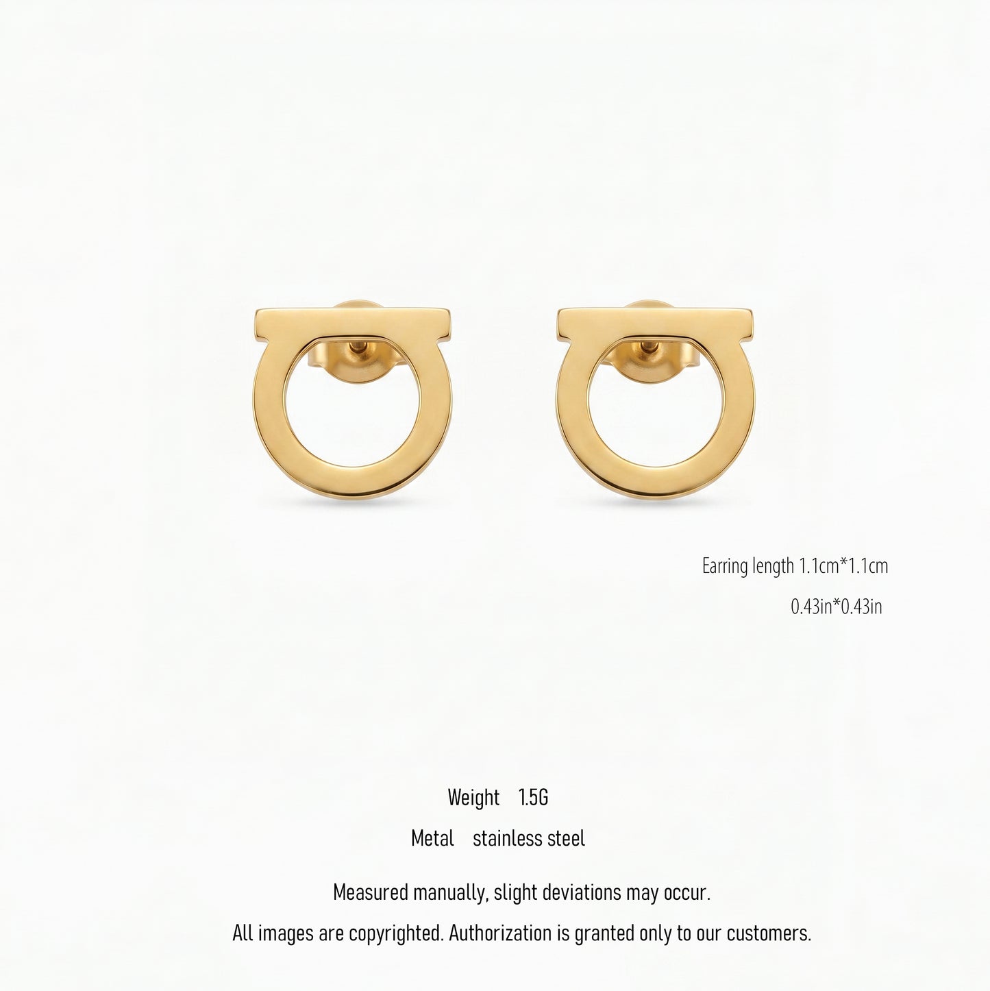 Geometric Horseshoe Stud Earrings - 18K Gold Plated Waterproof Stainless Steel