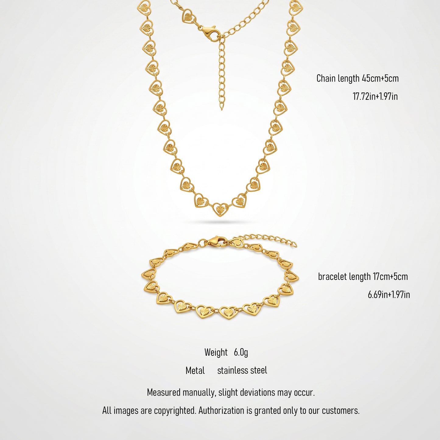 Minimalist Linked Hearts Jewelry Set - 18K Gold Plated Stainless Steel Couple-Ready Accessories