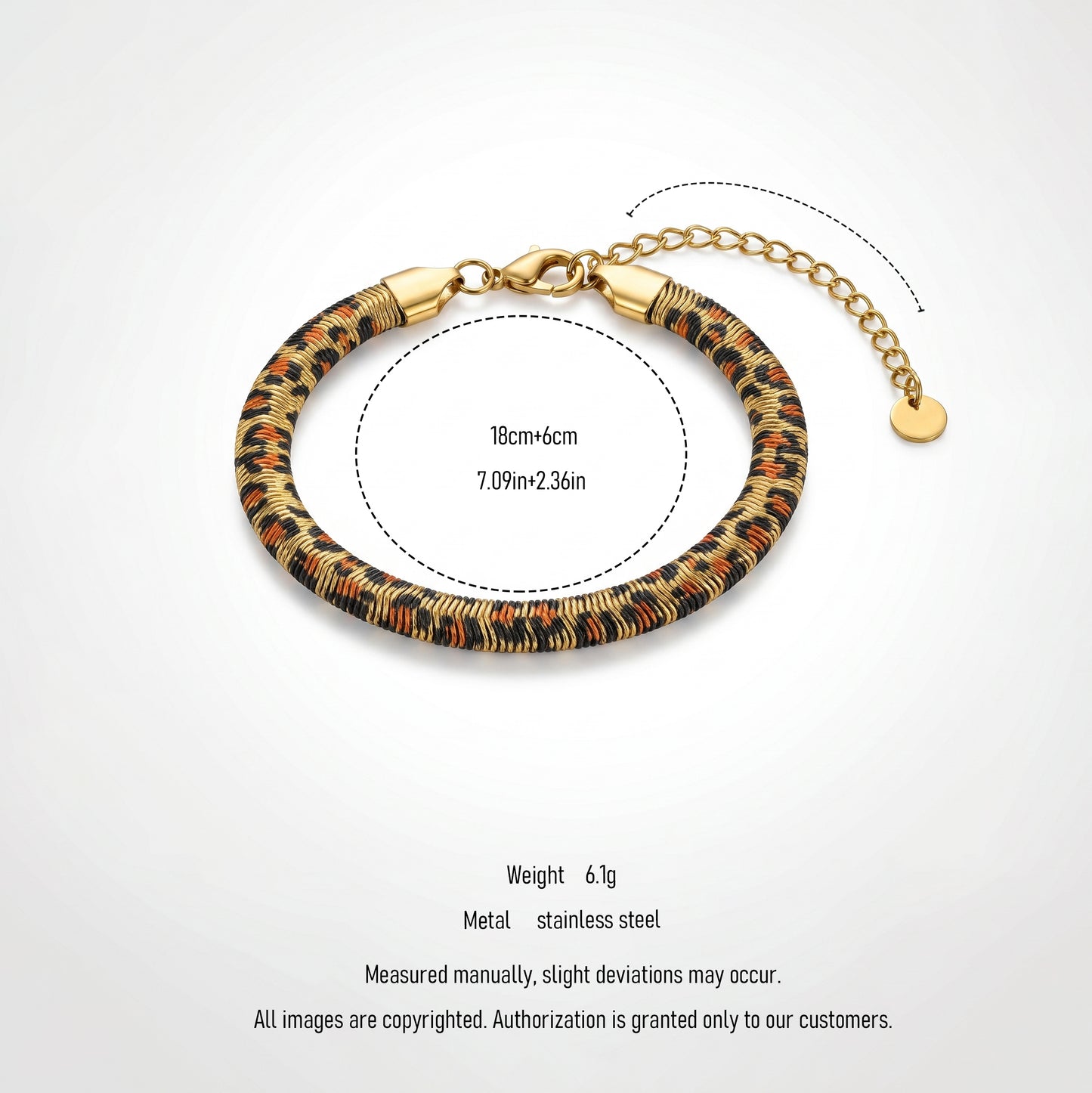 Trendy Leopard Print Stainless Steel Bracelet Gold Tone Snake Chain Waterproof Fashion Jewelry for Women