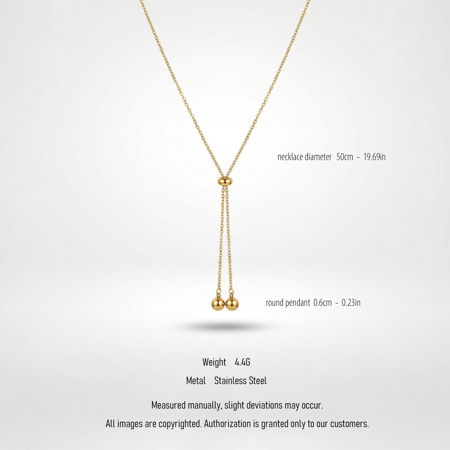 Sliding Ball Lariat Necklace - Durable, Water-Resistant Statement Piece