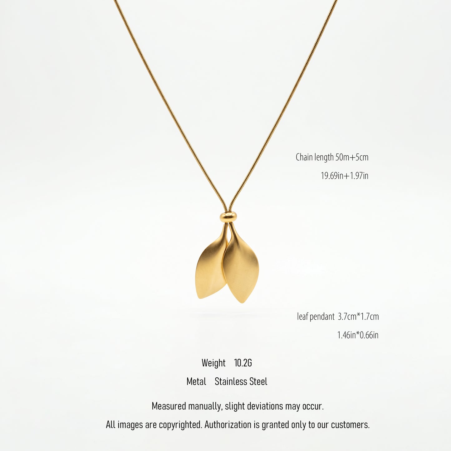 Abstract Double Leaf Pendant Necklace - Durable, Water-Resistant Statement Piece