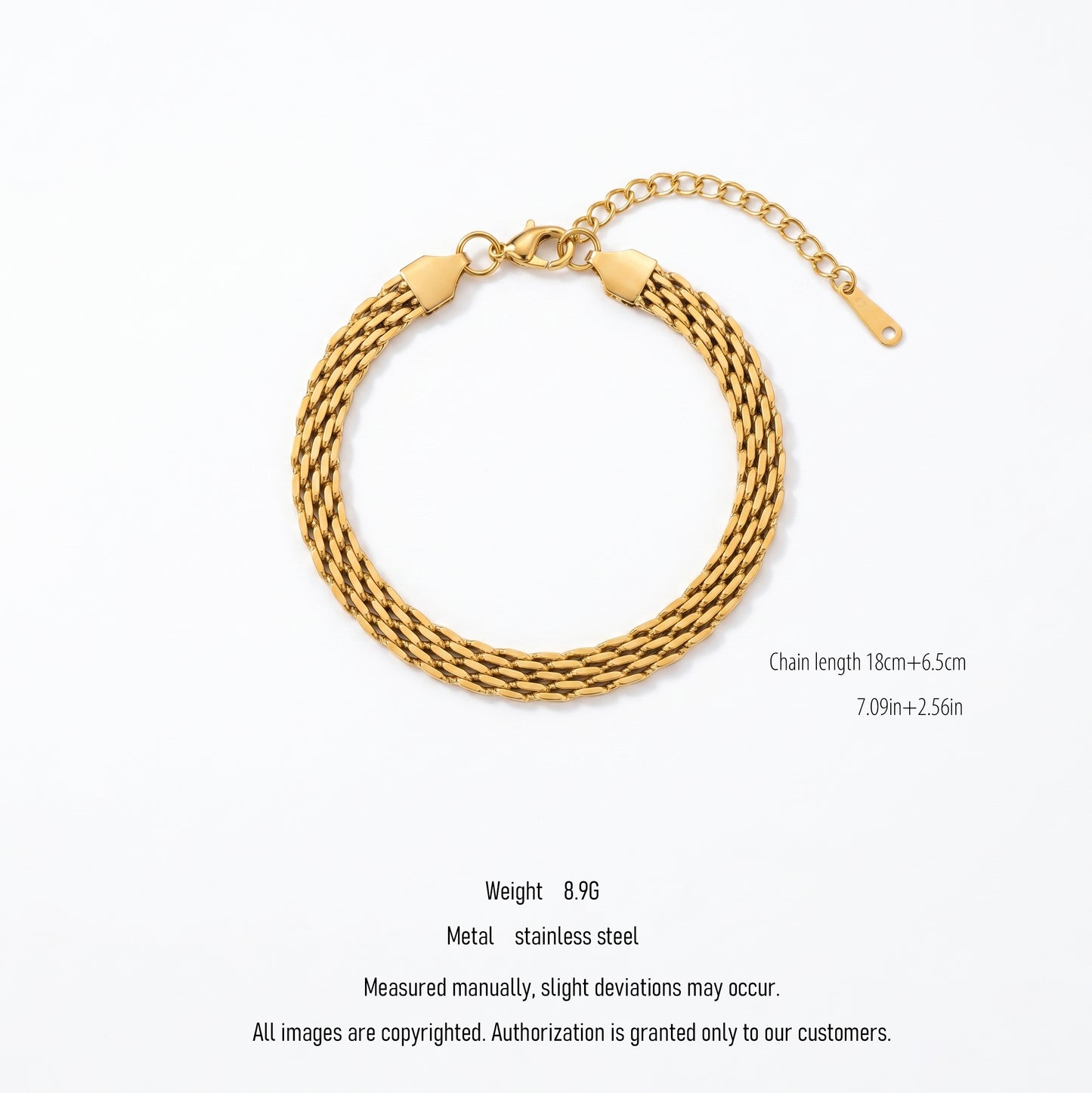 Woven Mesh Chain Bracelet - 18K Gold Plated Waterproof Stainless Steel