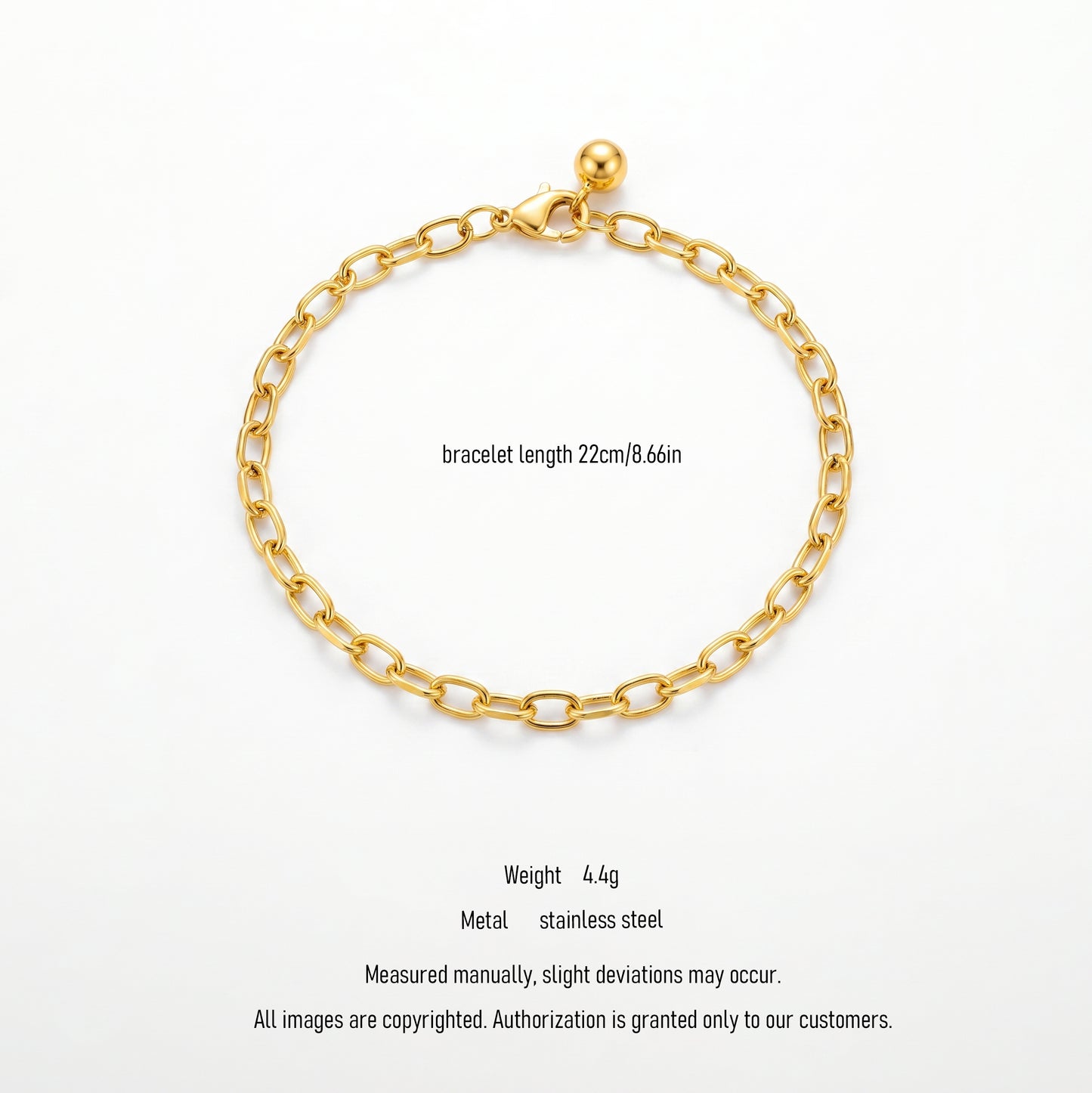 Tarnish-Free Gold Chain Bracelet - Waterproof Paperclip Link Bracelet for Active Wear